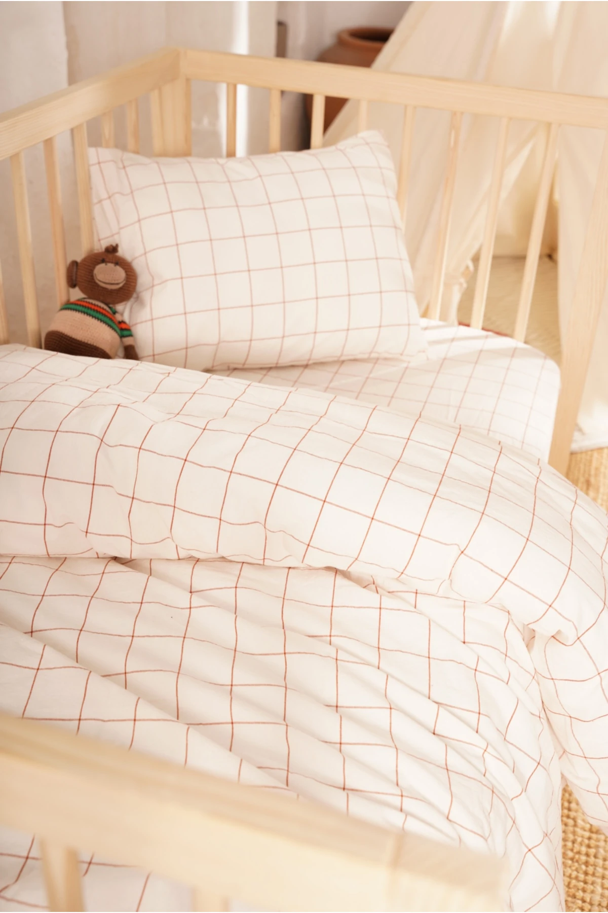 Bebek Nevresim Seti Ekose Kareli Desen