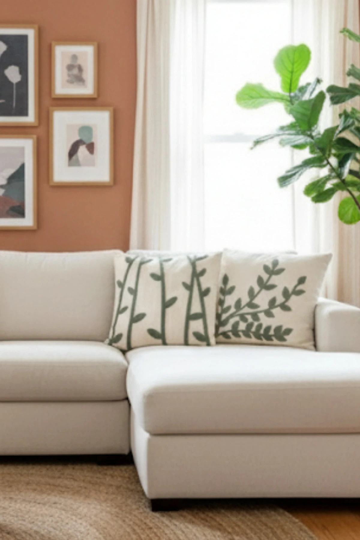 Modern Tasarım Punch İşlemeli Dekoratif 2'li Kırlent Kılıfı - Yaprak Desen