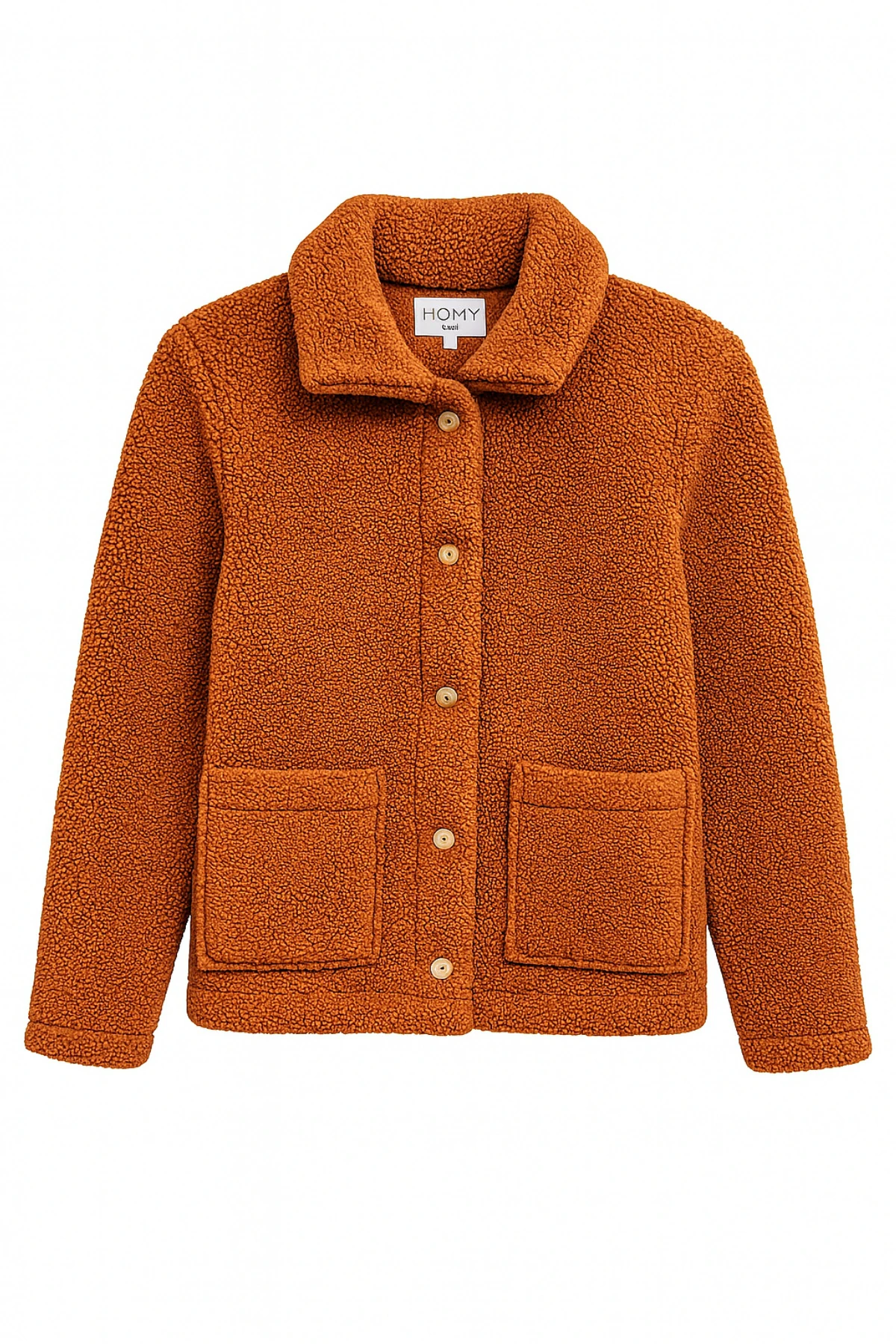 Sherpa Ekstra Yumuşak Teddy Gömlek Yaka Düğmeli Erkek Ceket - Kahverengi