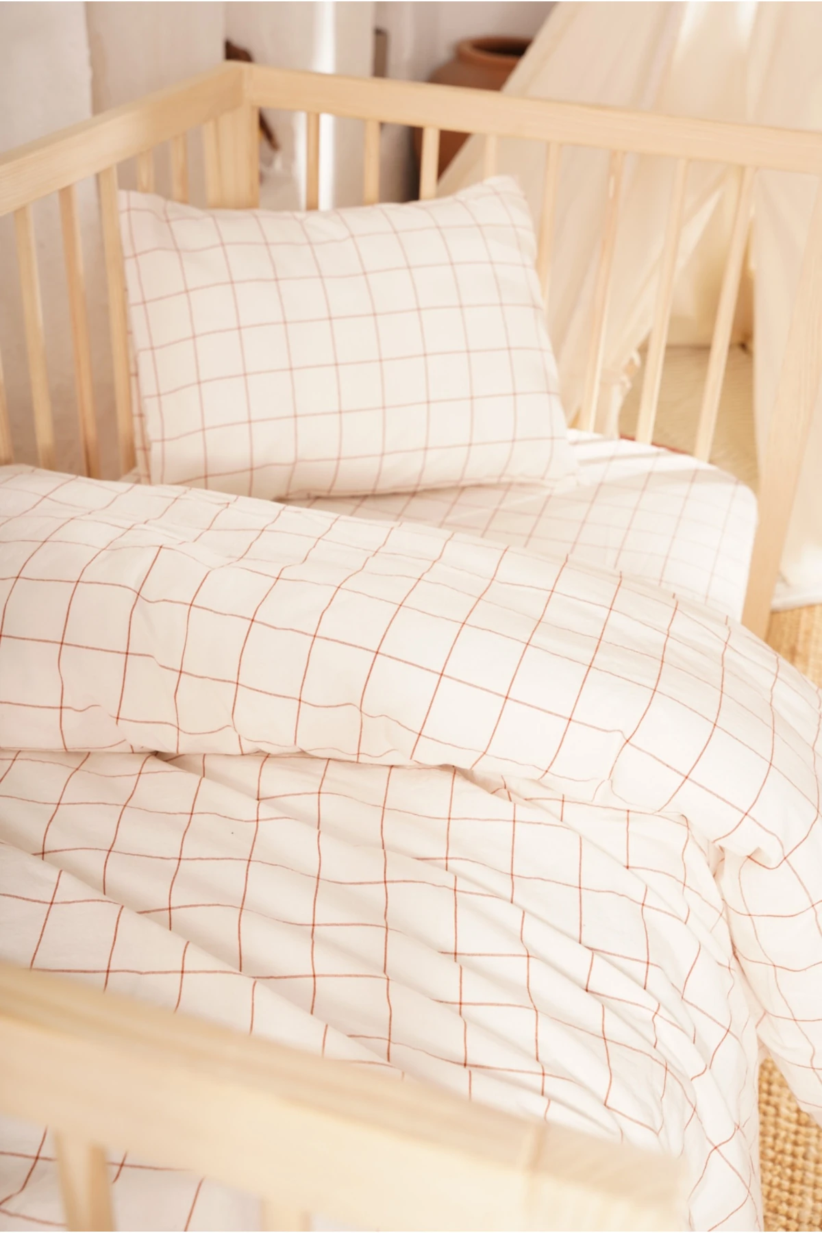 Bebek Nevresim Seti Ekose Kareli Desen