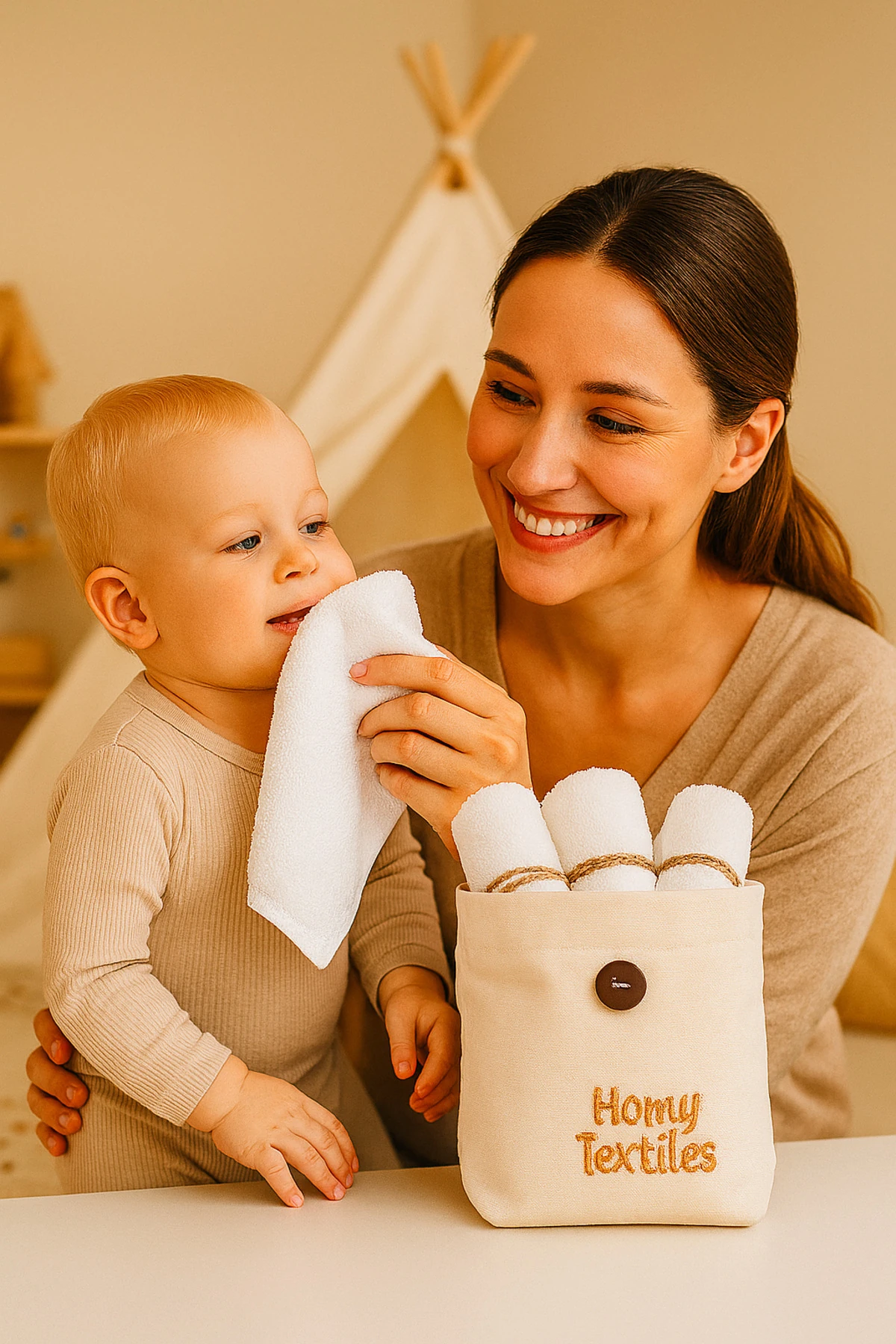 Organik Bambu 6'lı Yıkanabilir Makyaj Temizleme Havlusu Bebek Ağız Bezi Çanta Hediyeli