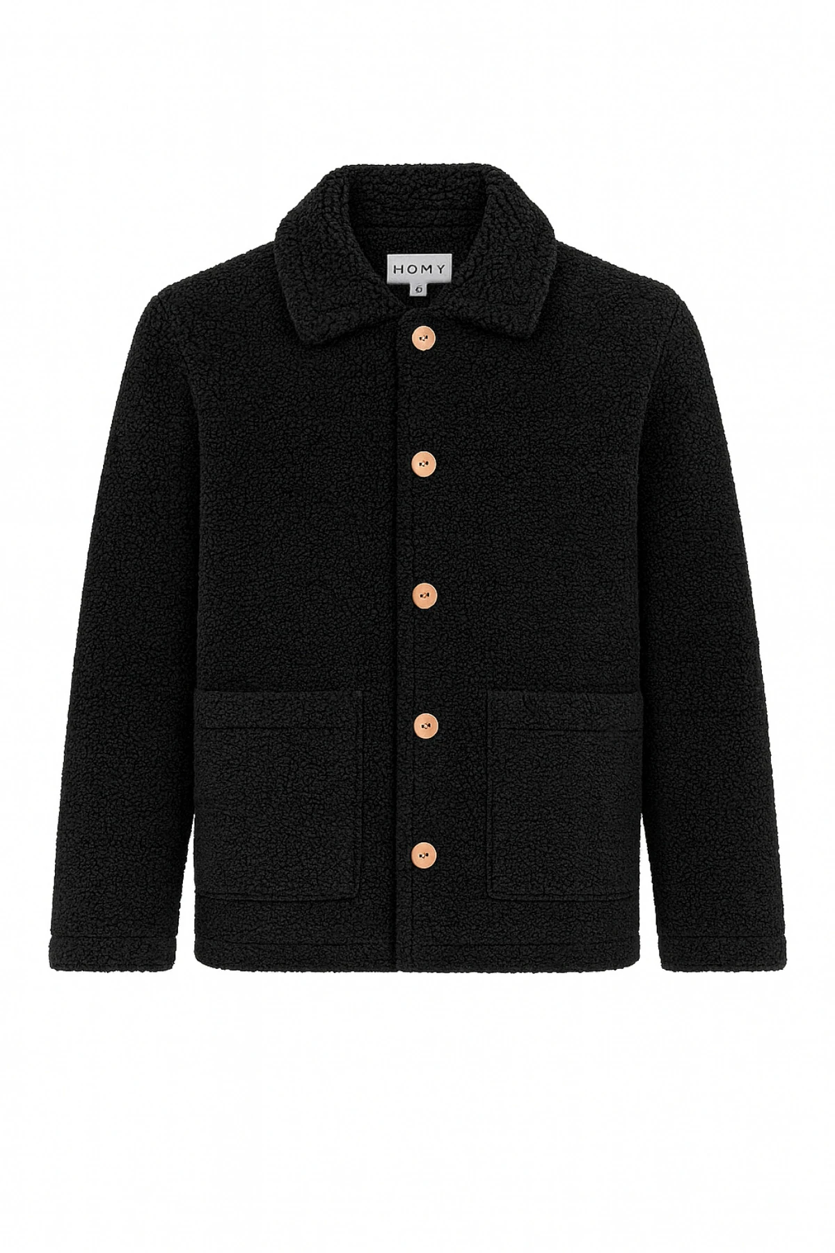 Sherpa Ekstra Yumuşak Teddy Gömlek Yaka Düğmeli Kadın Ceket - Siyah