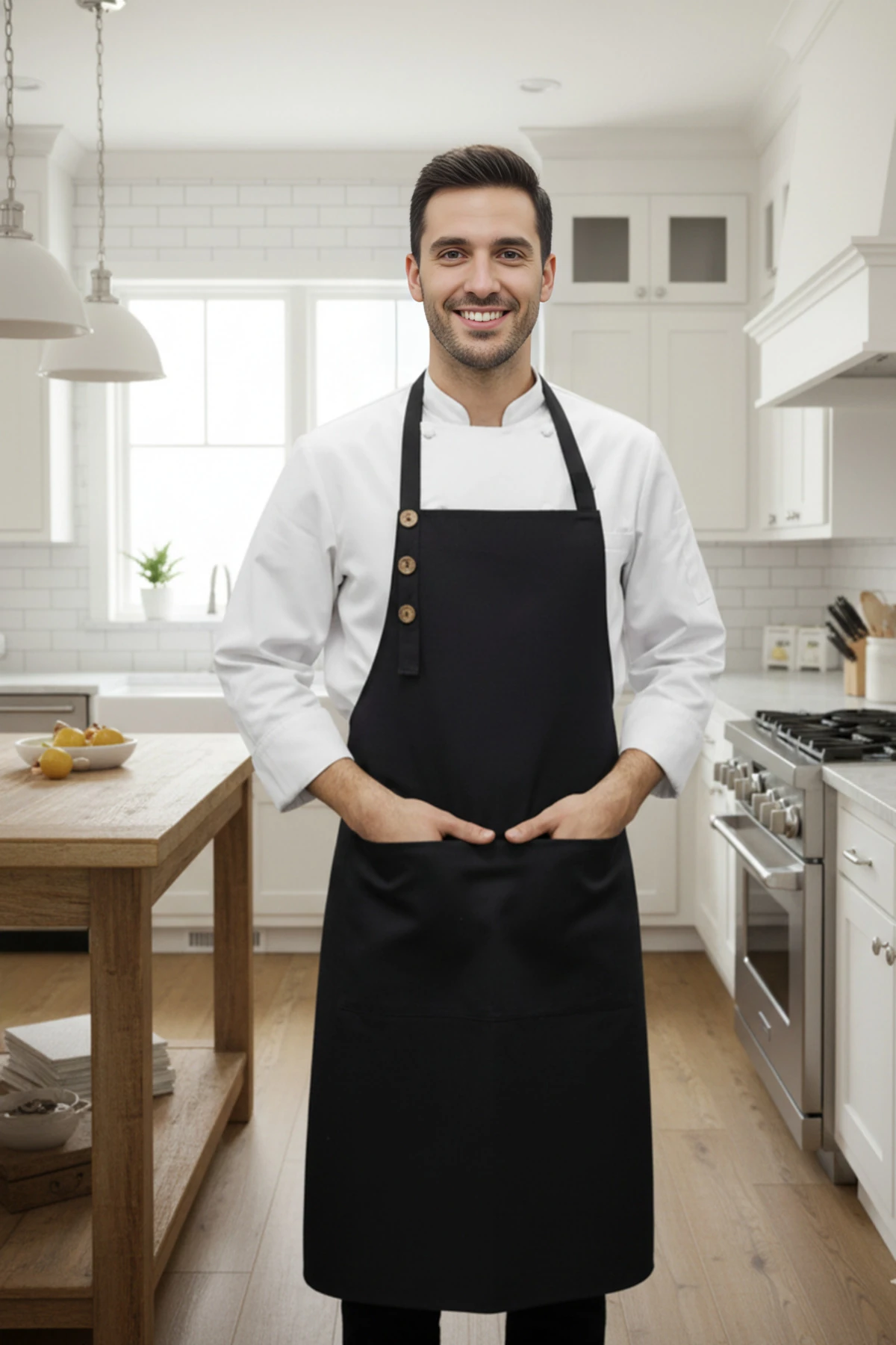 Su Geçirmez Mutfak Önlüğü | Şef, Barista Önlüğü | 2 Geniş Cepli Çok Amaçlı Önlük