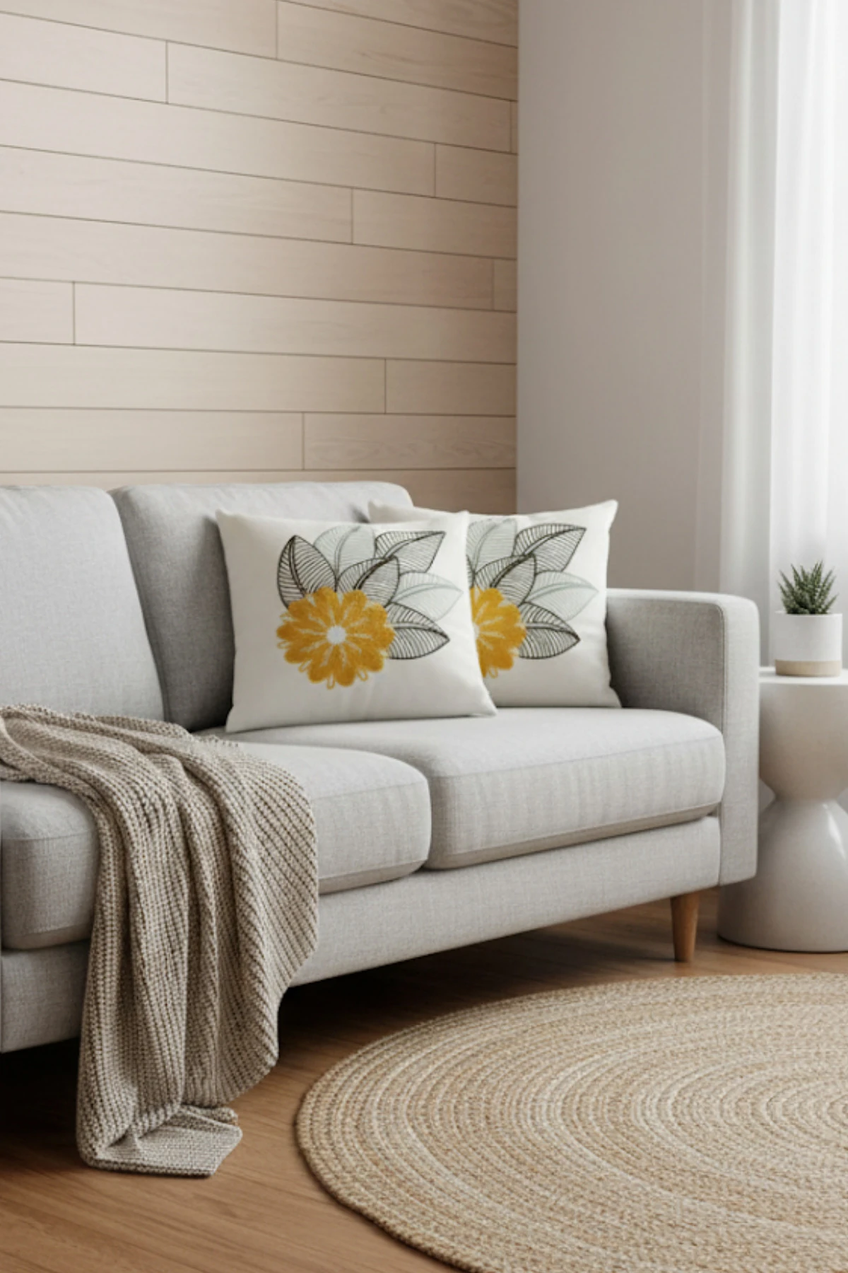 Modern Tasarım Punch İşlemeli Dekoratif 2'li Kırlent Kılıfı