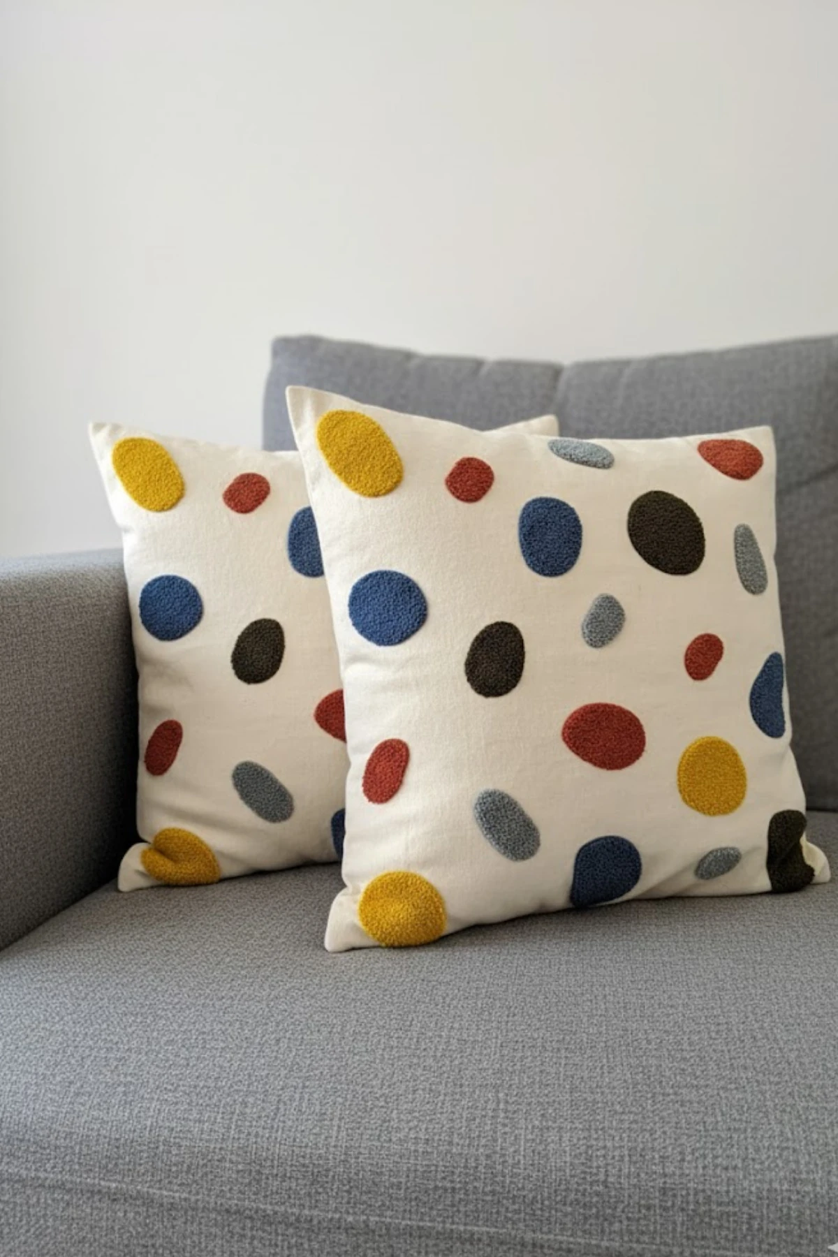 Modern Tasarım Punch İşlemeli Dekoratif 2'li Kırlent Kılıfı - Çakıl Taşı Desen