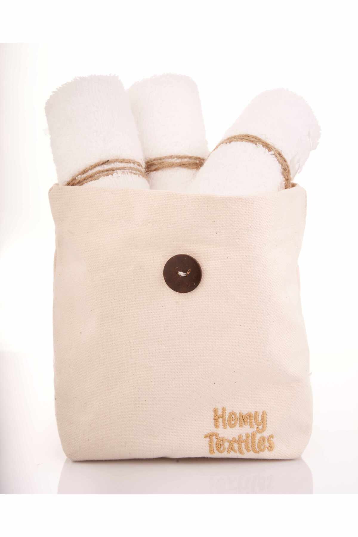 Organik Bambu 6'lı Yıkanabilir Makyaj Temizleme Havlusu Bebek Ağız Bezi Çanta Hediyeli