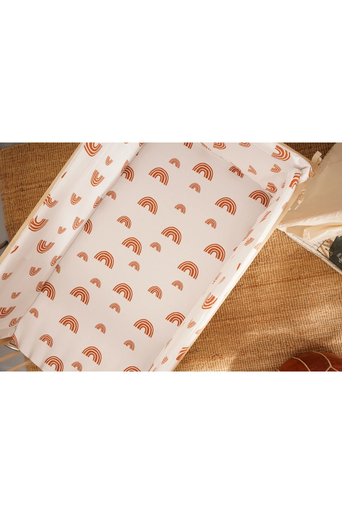 Bebek Beşik Yan Koruma Seti Gökkuşağı Desen