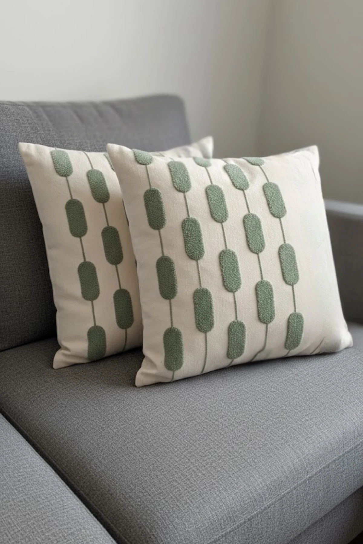 Modern Tasarım Punch İşlemeli Dekoratif 2'li Kırlent Kılıfı - Zincir Desen