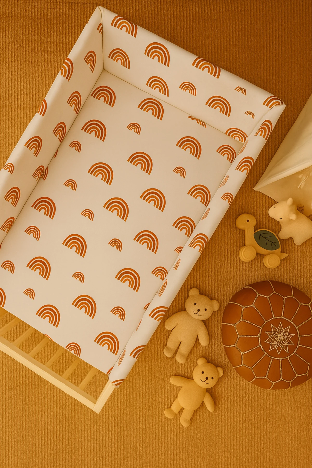 Bebek Beşik Yan Koruma Seti Gökkuşağı Desen