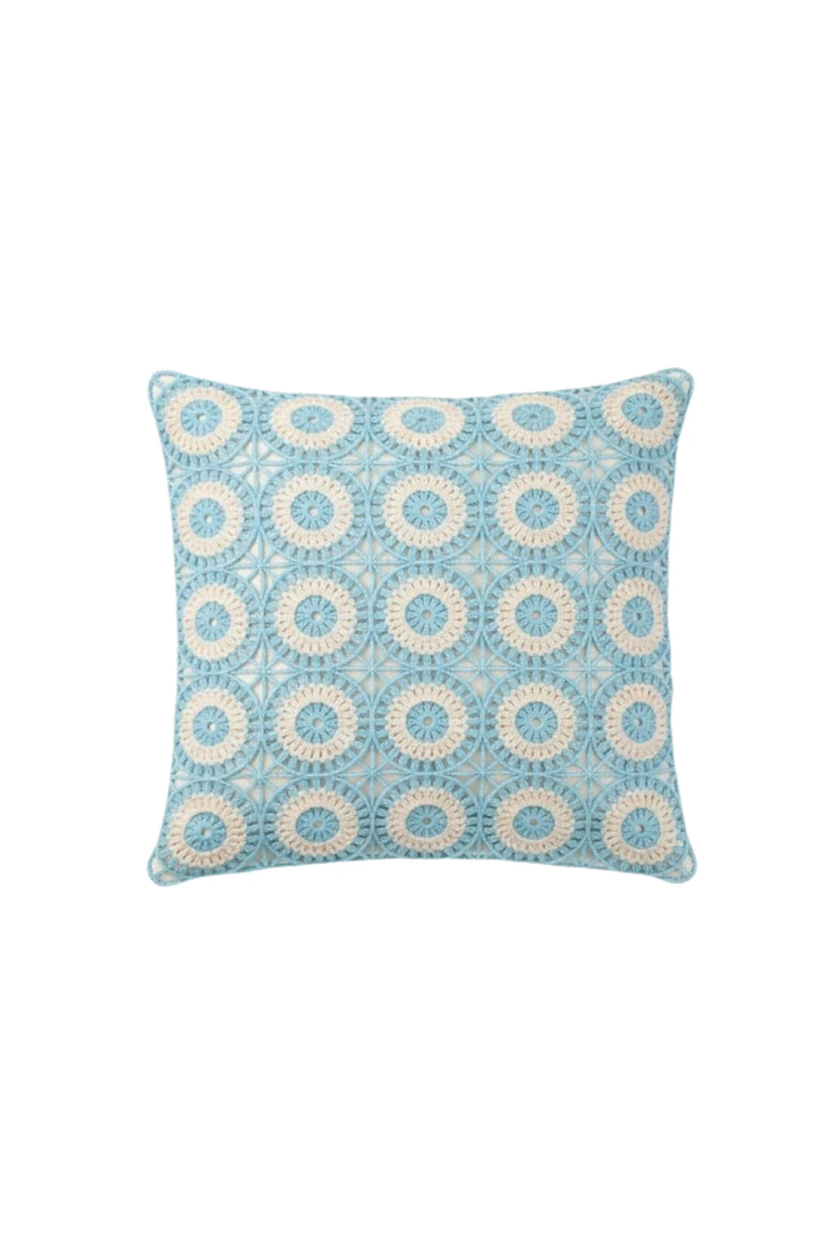 Ajur Örgü , Patchwork Tığ İşi Örgü Kare Desenli Bohem, Modern Kırlent Kılıfı - Ajur-Turkuaz