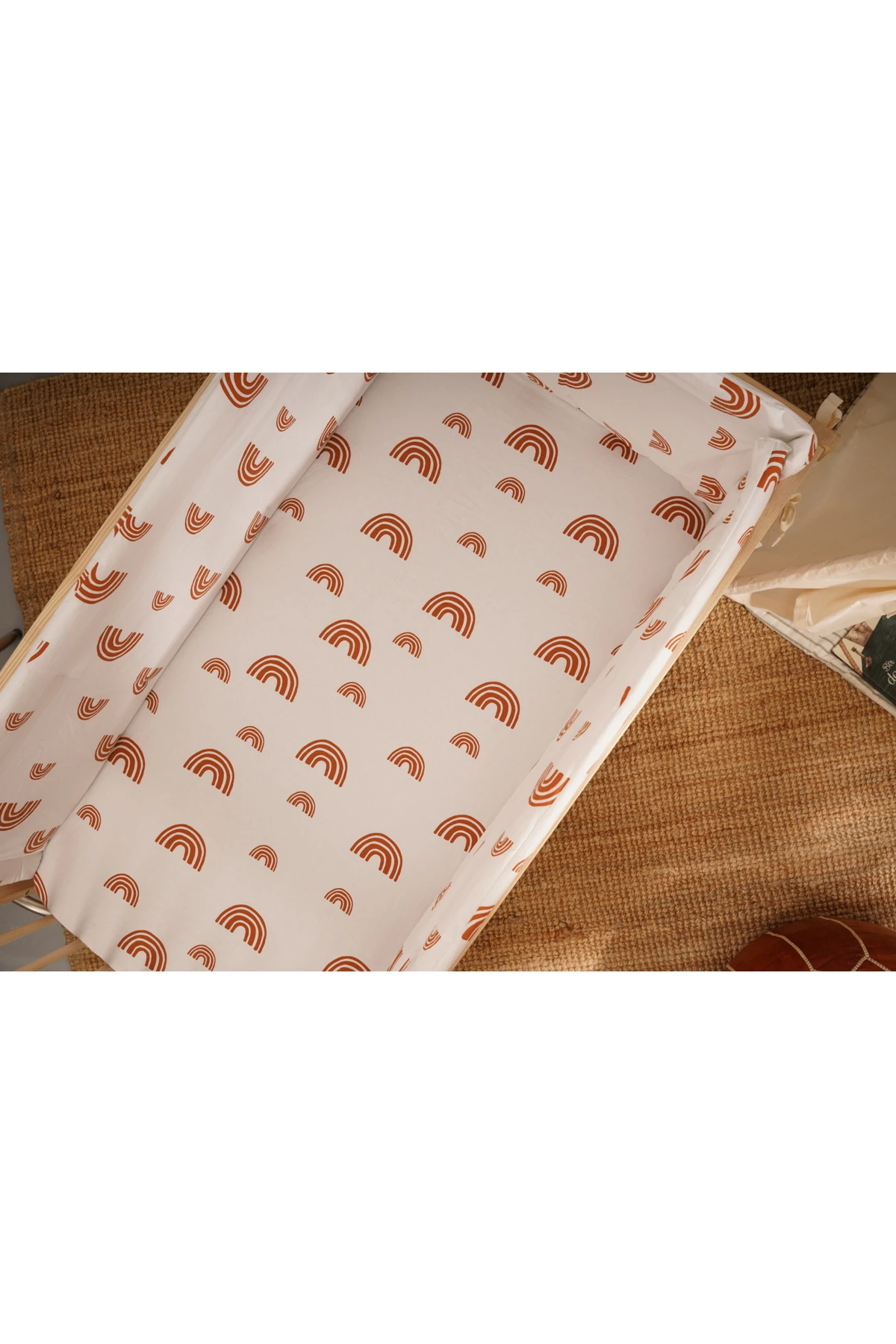 Bebek Beşik Yan Koruma Seti Gökkuşağı Desen