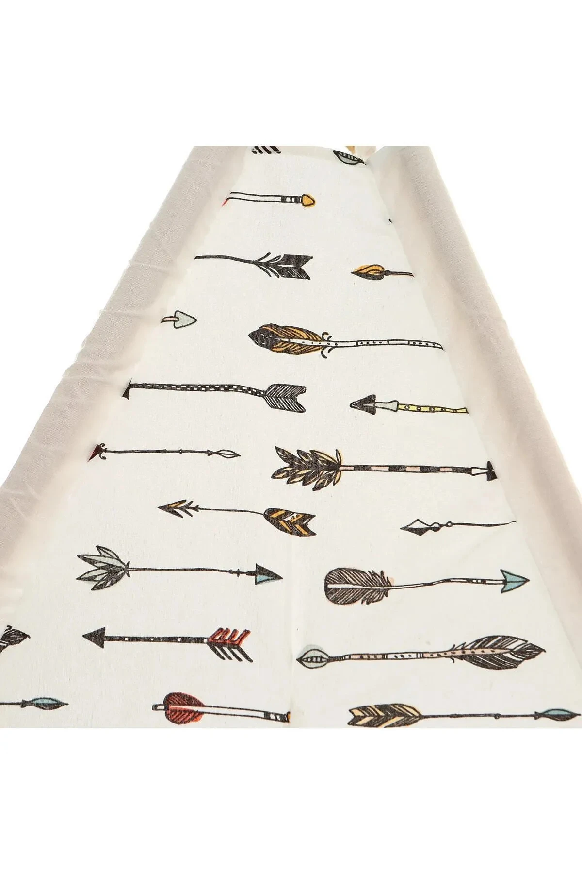 Ahşap Çocuk Kızılderili Oyun Çadırı, Ev İçi ve Bahçe Kullanımına Uygun Minderli Oyun Evi, Natural - Beyaz