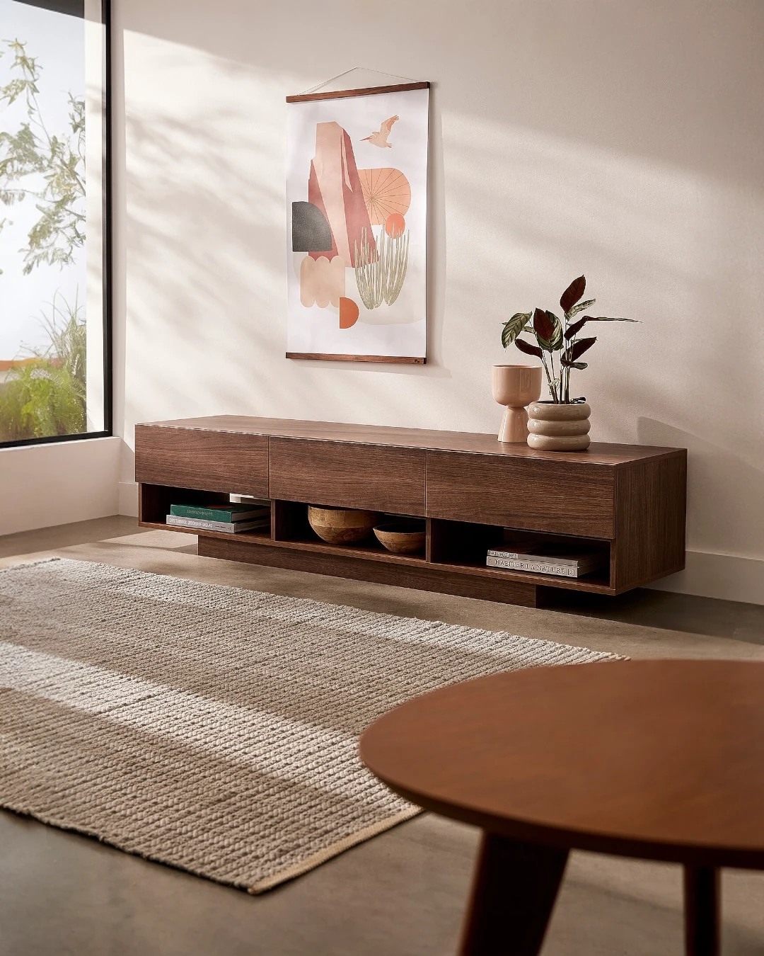 Hamm Meşe Hasırlı Tv Ünitesi