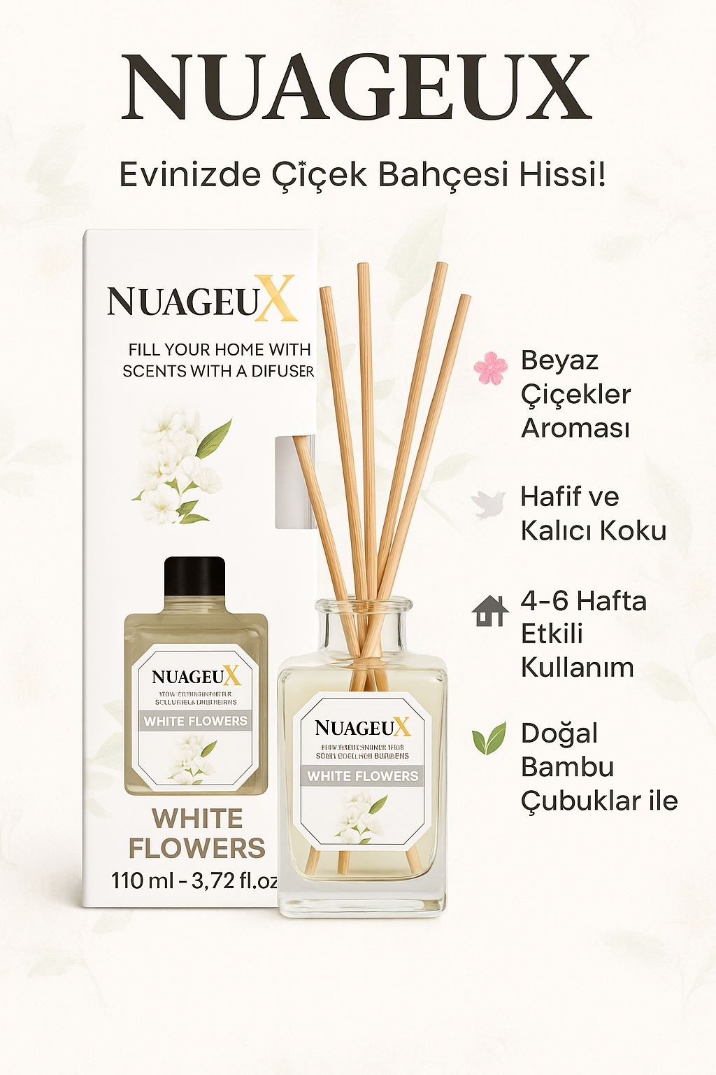 NUAGEUX OADA KOKUSU -WHITE FLOWERS