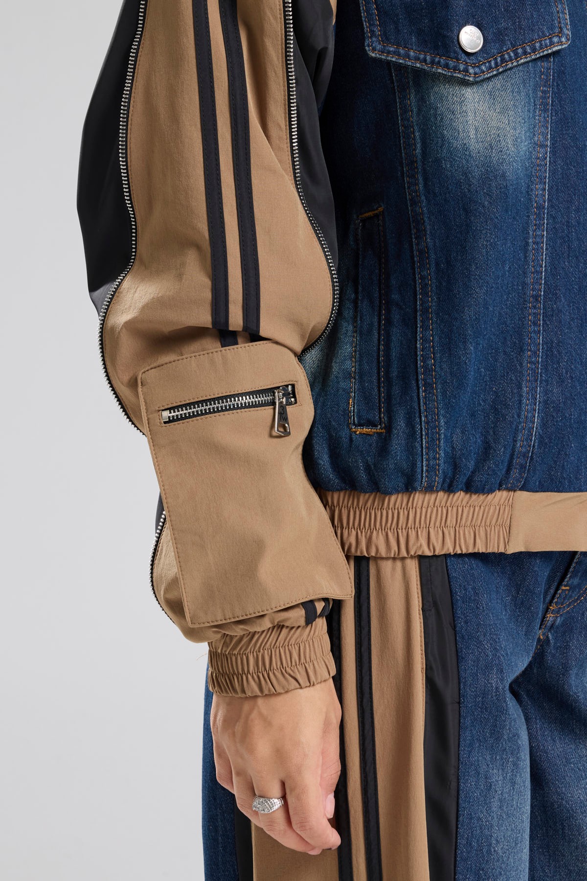 Kadın Denim Garnili Şerit DetaylıTasarım Ceket
