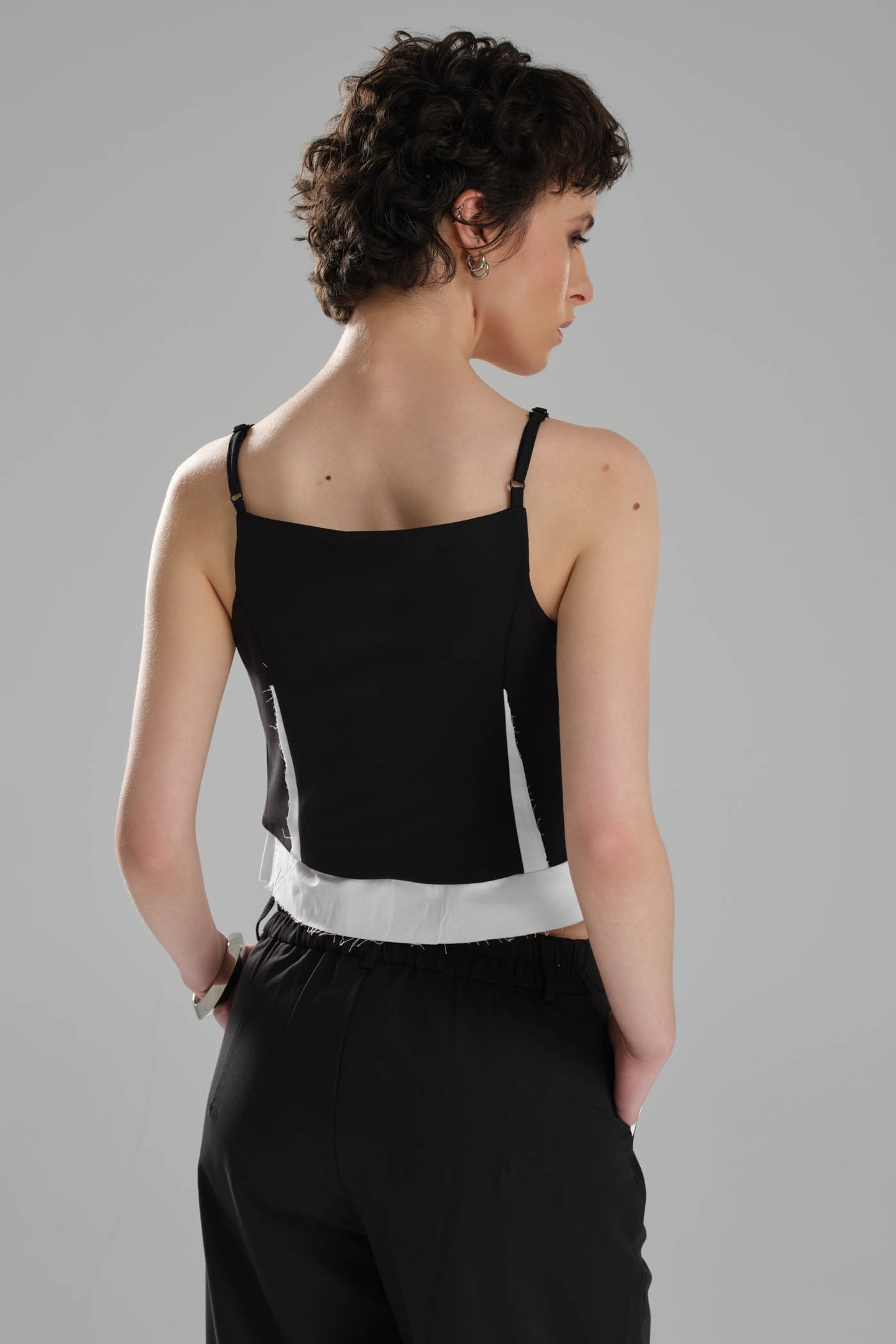 Kadın Metal Aksesuarlı Poplin Garnili Tasarım Crop Büstiyer