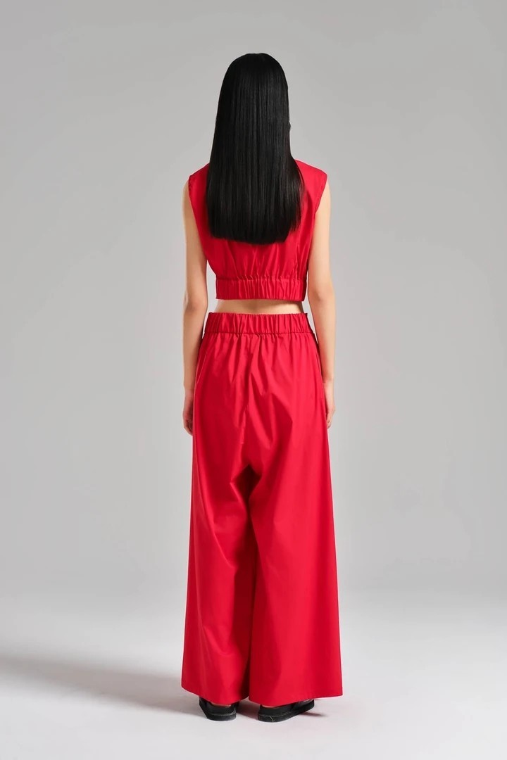 Women's Double Breasted Closure Design Crop Blouse
