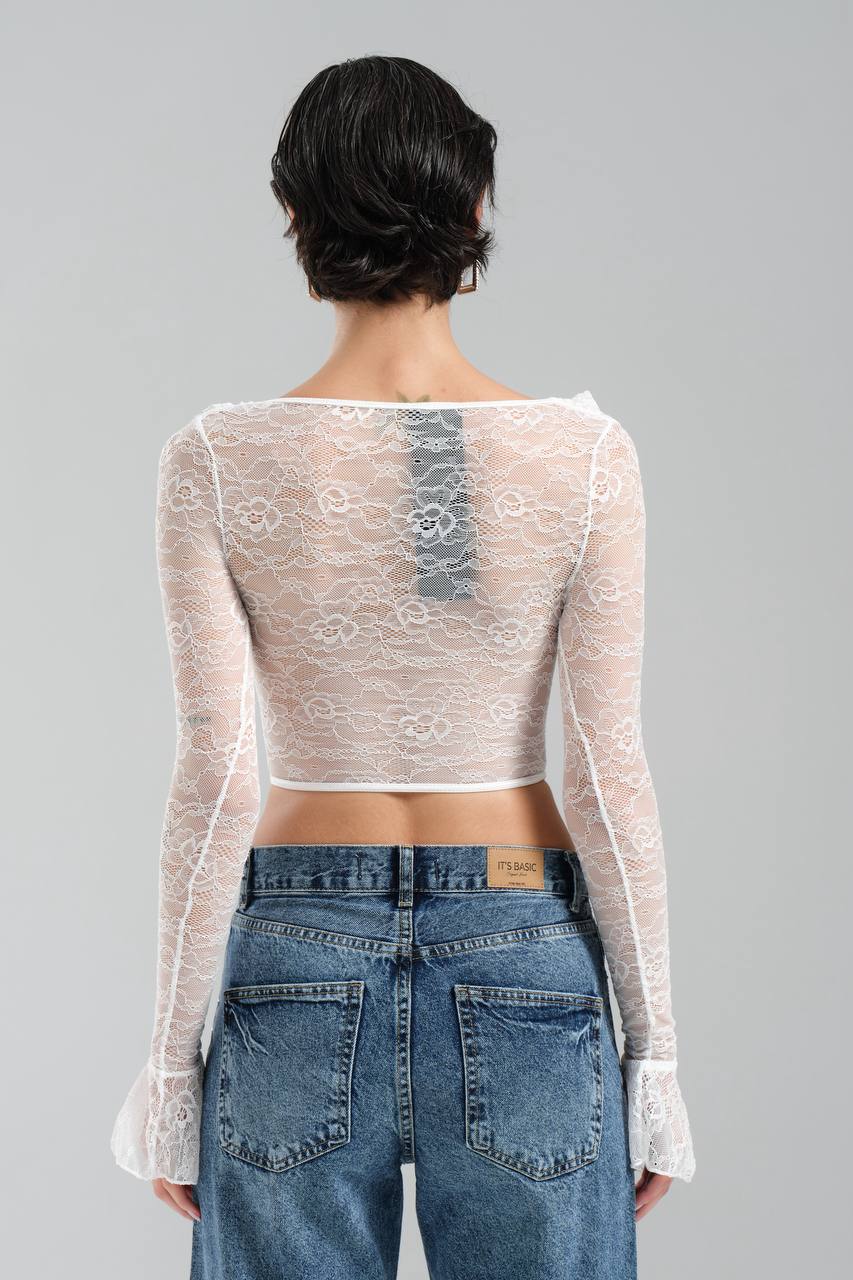 Kadın Dantel Kumaş Ön Kısmı Korse Arka Kısmı Dantel Tasarım Crop Bluz