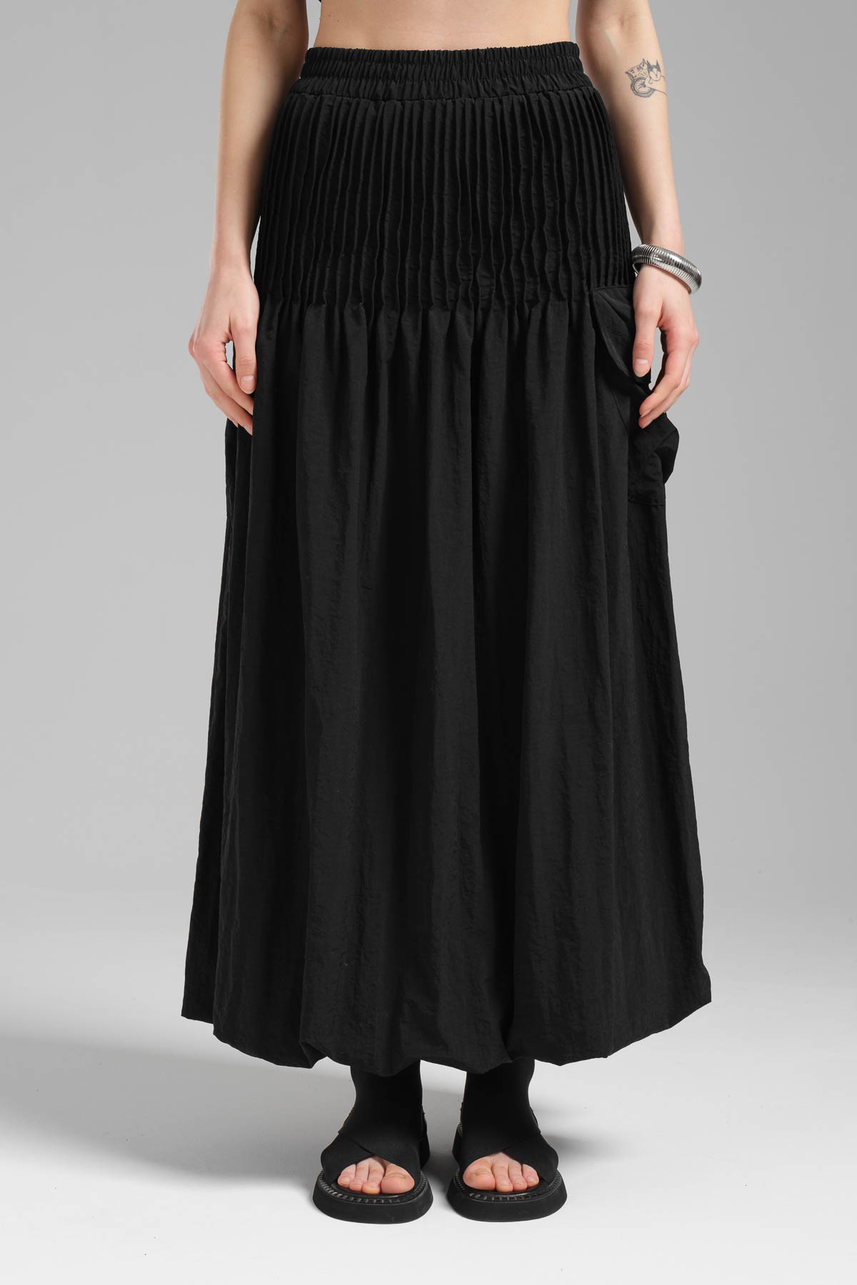 Women's Woven Fabric Design Long Balloon Skirt