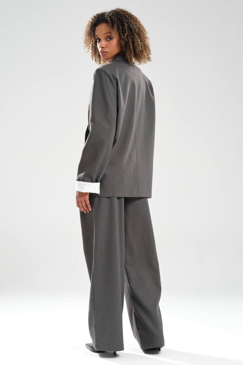 Kadın Dantel Detaylı Kruvaze Kapama Tasarım Ceket