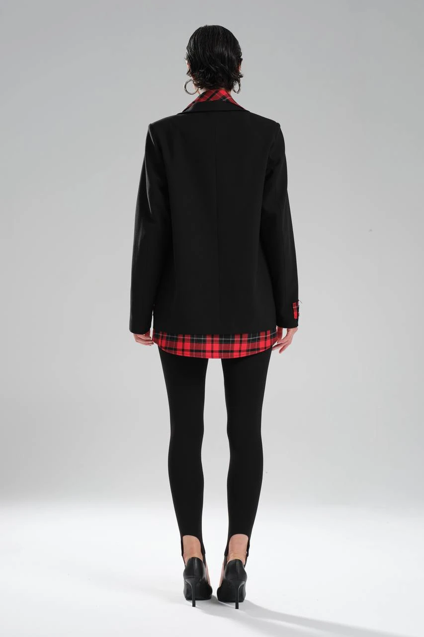 Kadın Ekose Gömlek Detaylı Tasarım Blazer Ceket