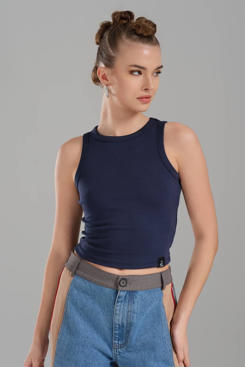 Kadın Slim Fit Tasarım Crop Bluz