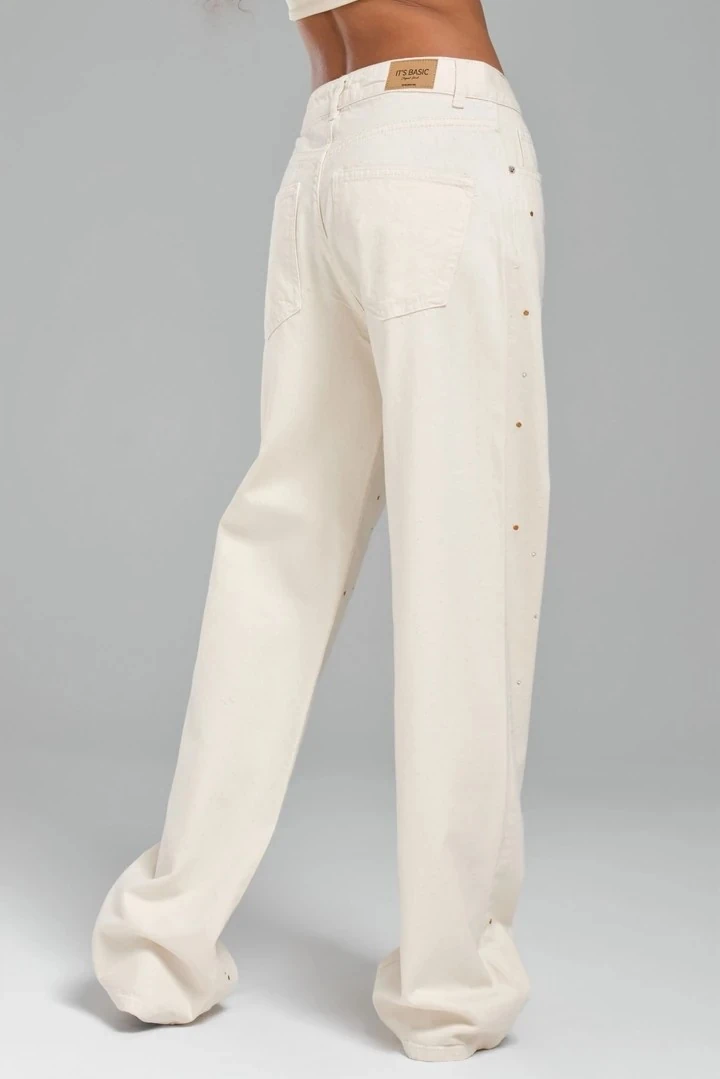 Kadın Önü Yapıştırma Taş Detaylı Tasarım Jean