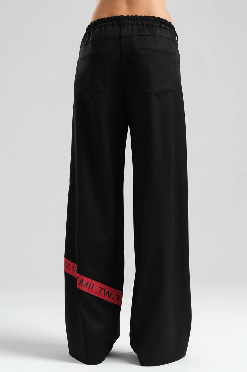 Wide Leg Trousers with Emblem Detail