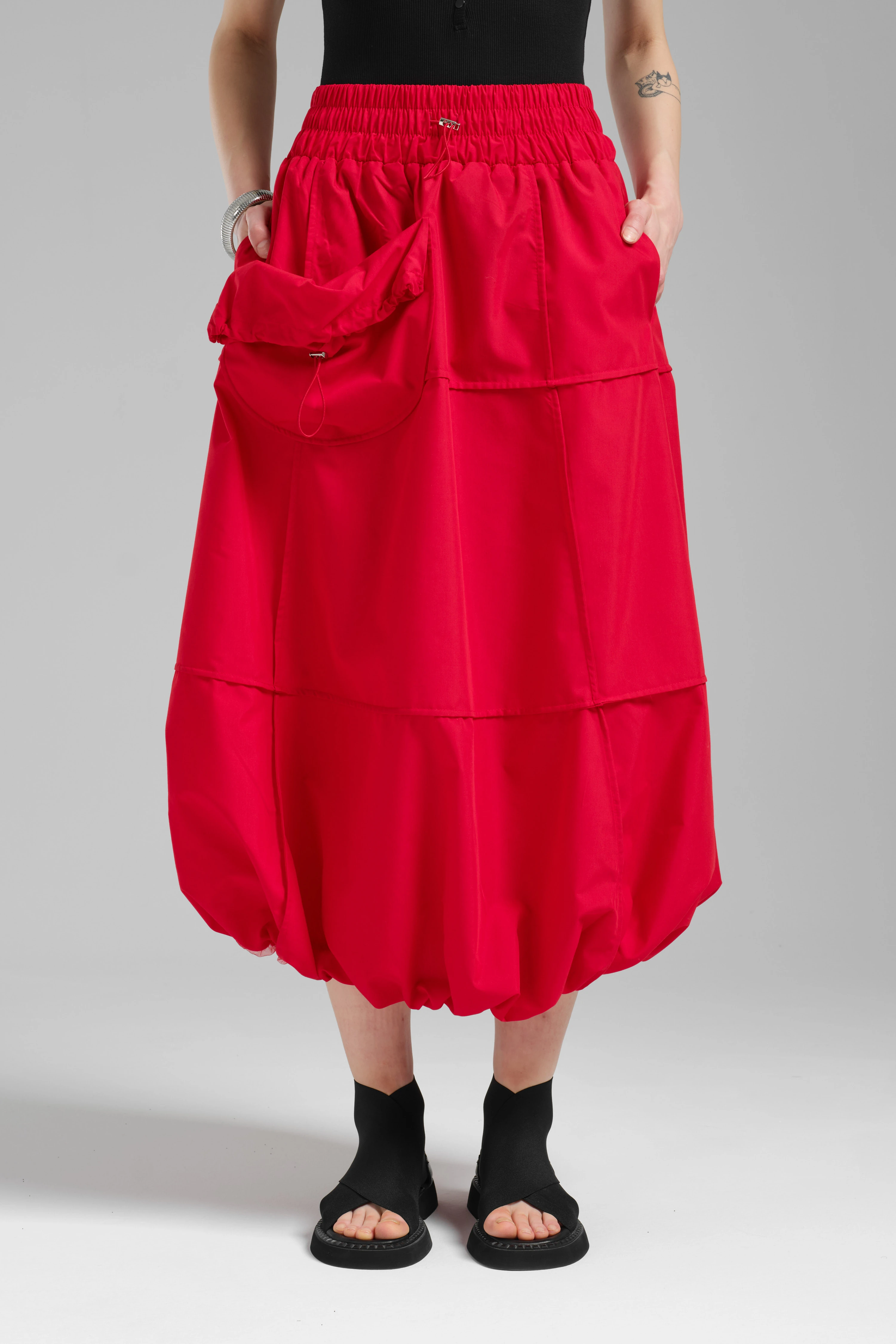 Kadın Cepli ve Beli Lastikli Tasarım Balon Etek