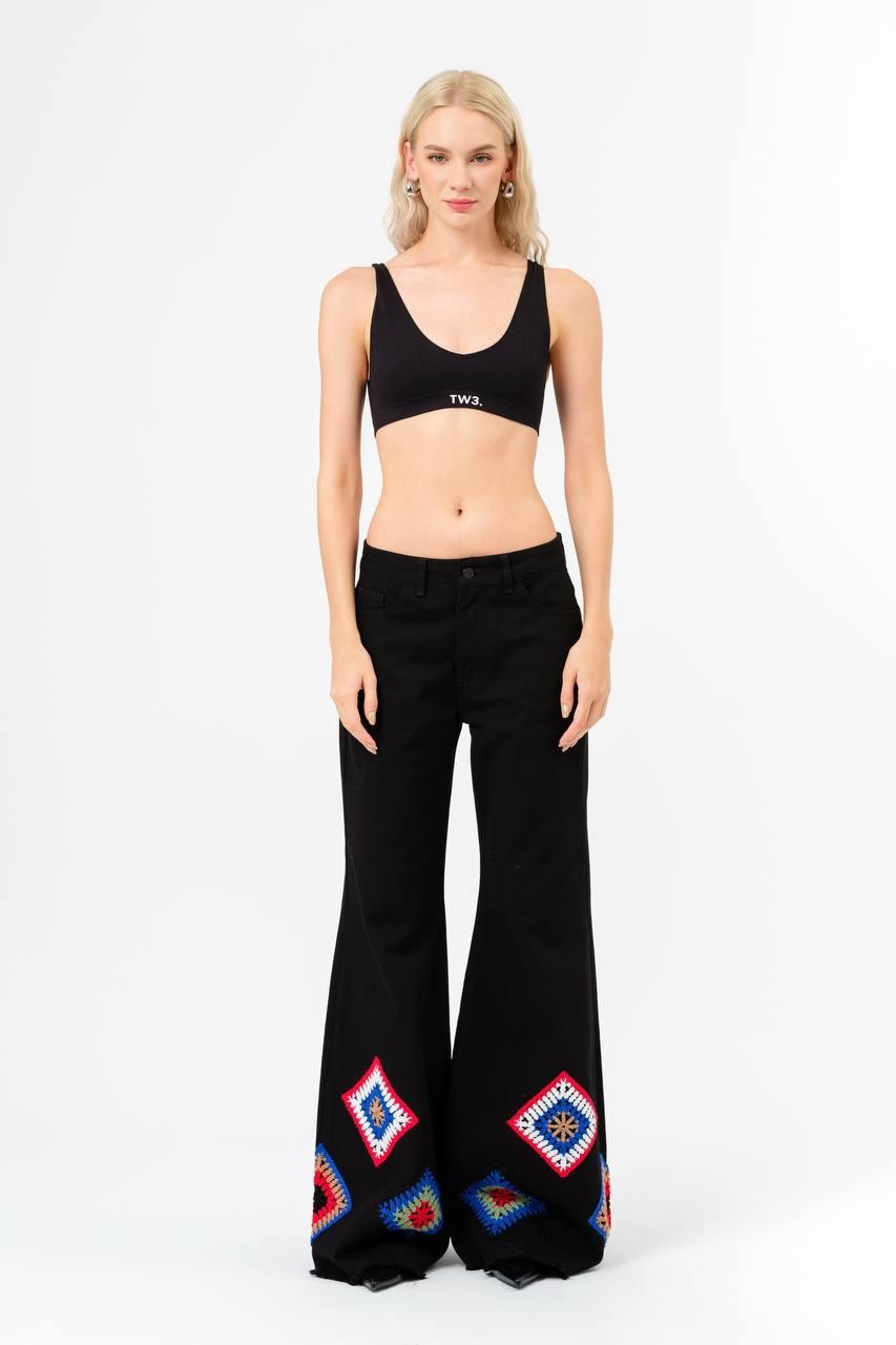 TW3 Crochet Braided Flare Leg Trousers