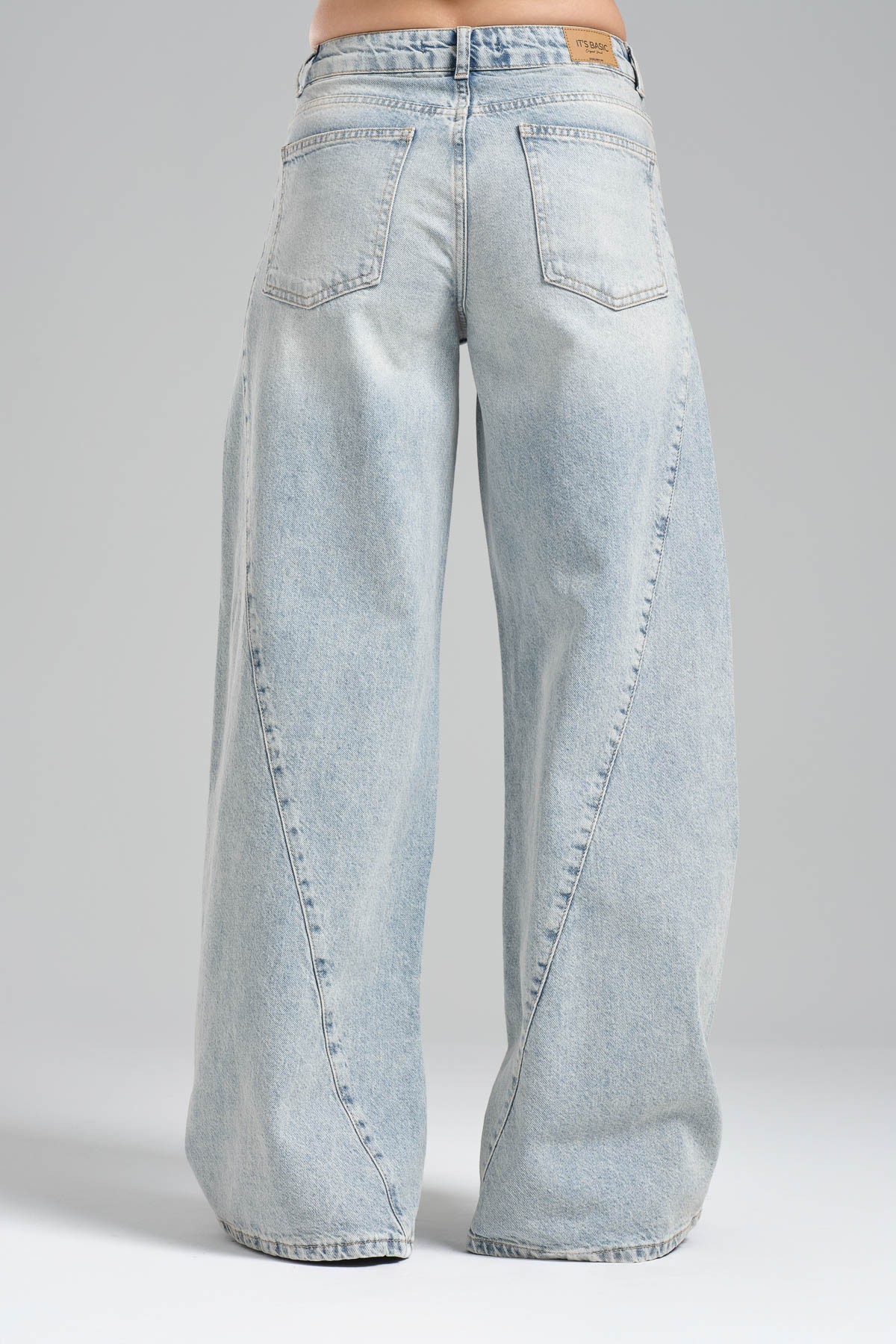Kadın Mavi Kot Rengi Palazzo Fit %100 Koton Denim Jean
