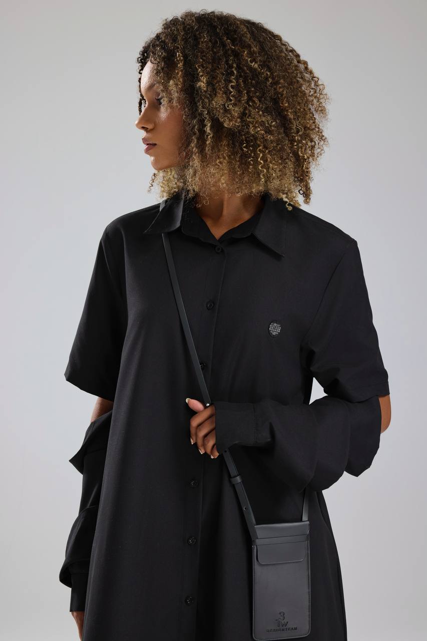 Kadın Çanta Detaylı Tasarım Uzun Gömlek Elbise