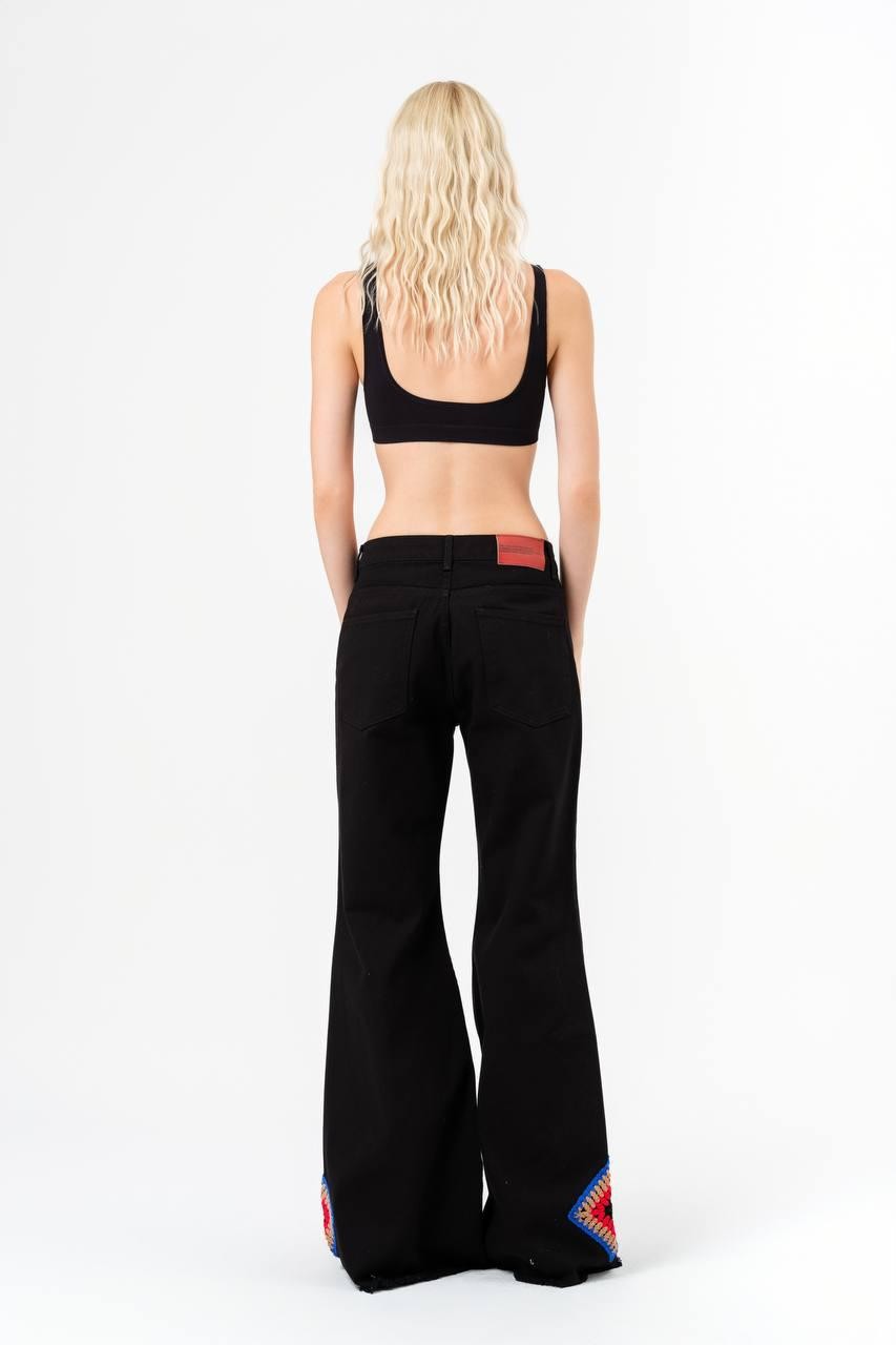 TW3 Crochet Braided Flare Leg Trousers