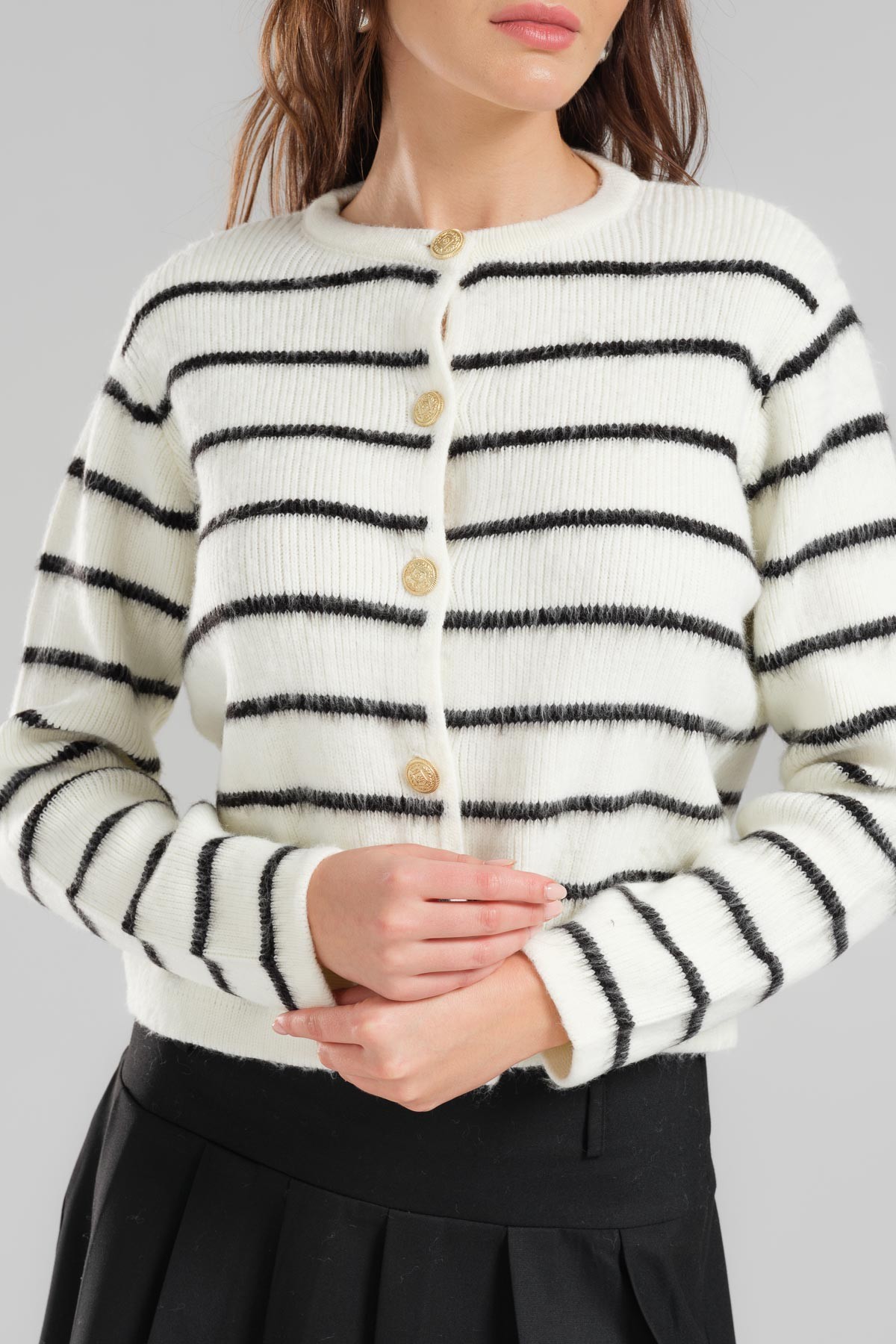 Black Striped Knitwear Cardigan