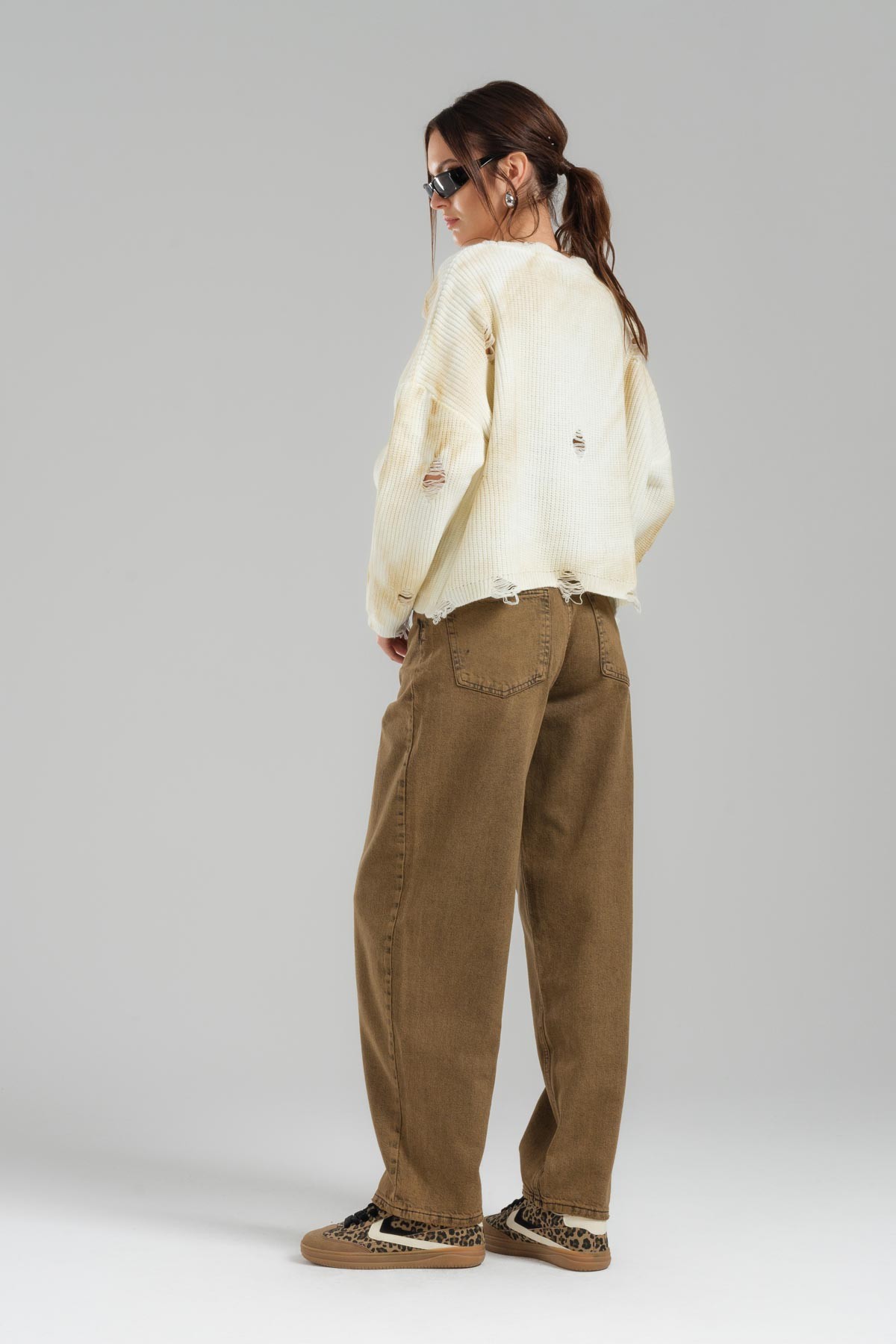 Skater Fit Loose Cut Denim Trousers