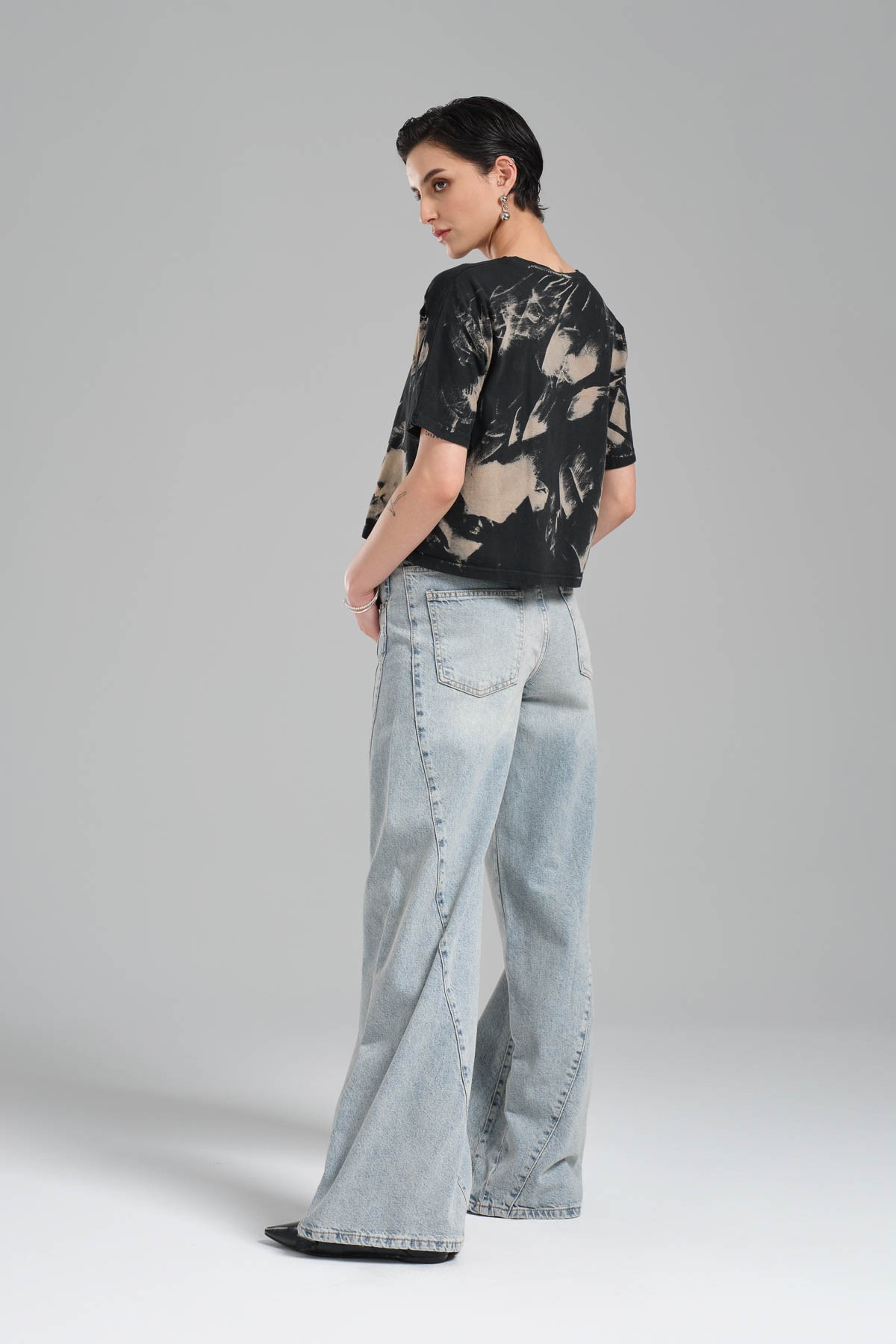 Kadın Mavi Kot Rengi Palazzo Fit %100 Koton Denim Jean