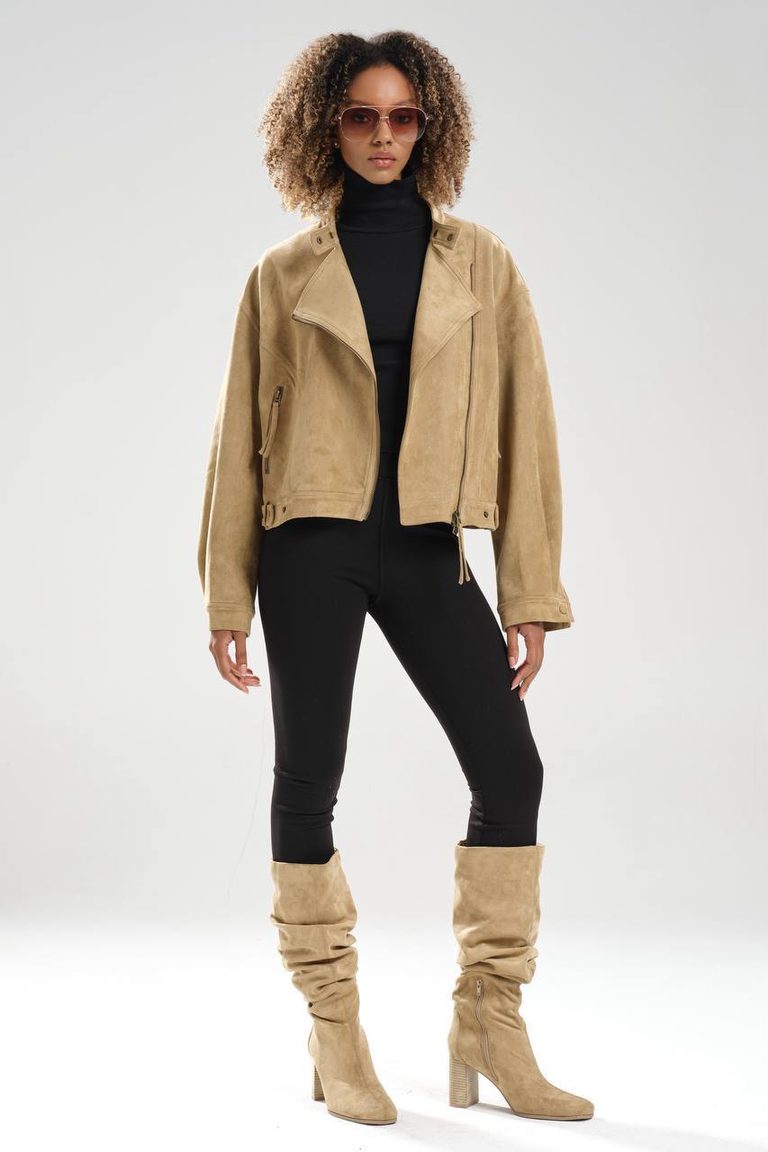 Kadın Süet Kumaş Önü fermuarlı Premium Kalite Tasarım Ceket