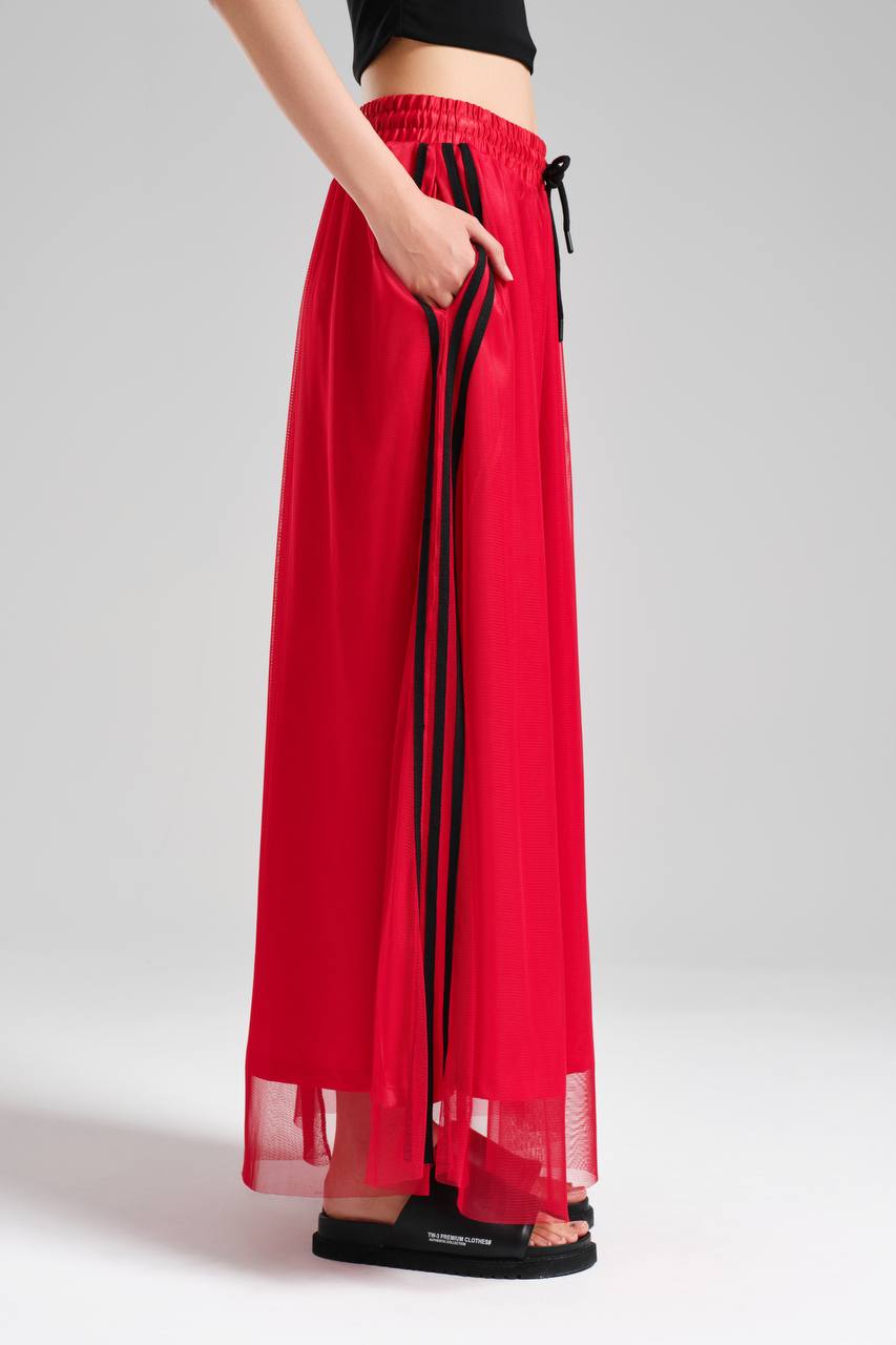 Kadın Şerit Detaylı Bel Lastikli Tasarım Etek