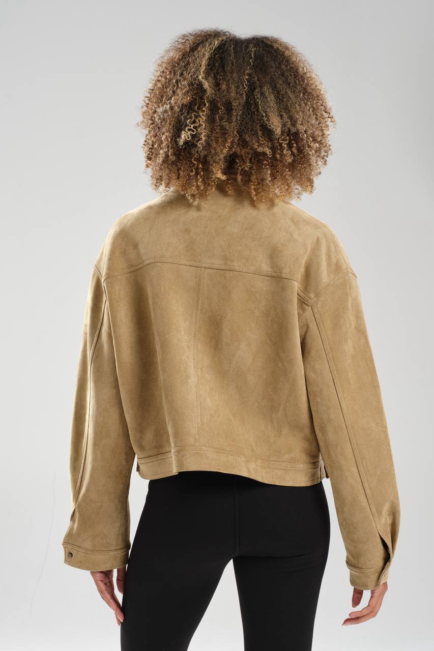 Kadın Süet Kumaş Önü fermuarlı Premium Kalite Tasarım Ceket