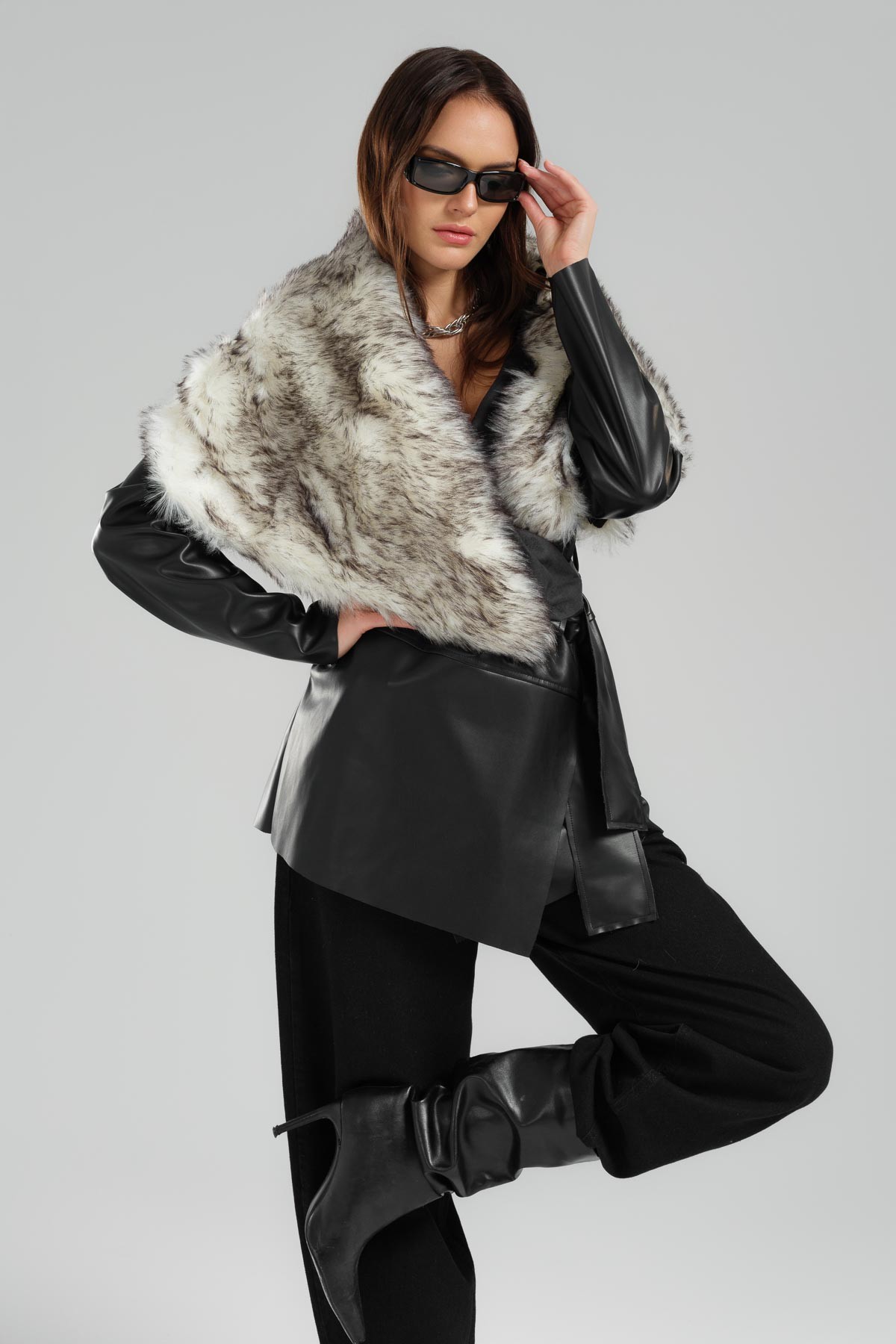 Fur Detailed Leather Jacket