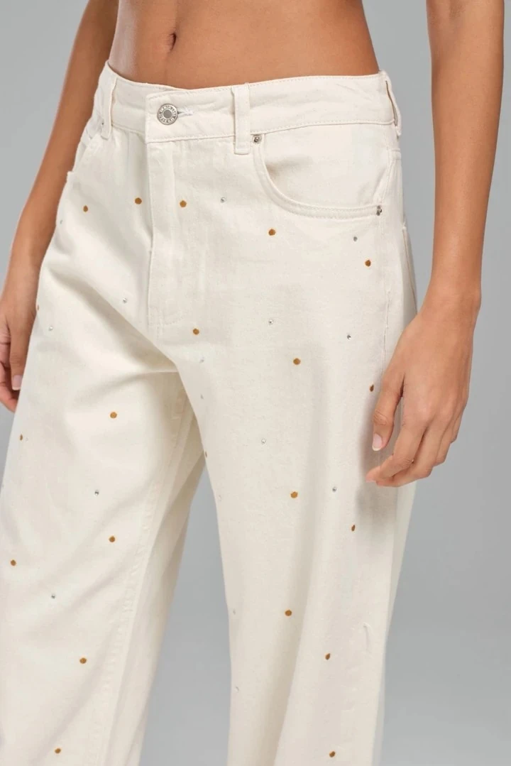 Kadın Önü Yapıştırma Taş Detaylı Tasarım Jean