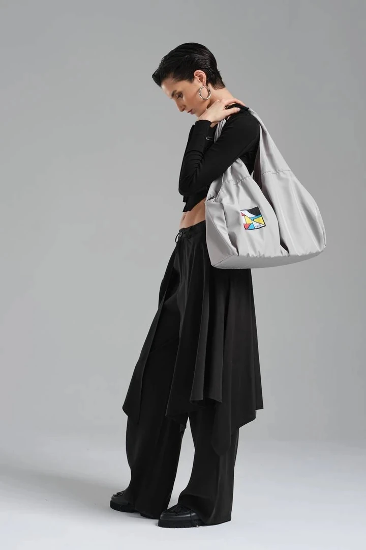 Kadın Dokuma Etiket Detaylı Askılı Tasarım Çanta