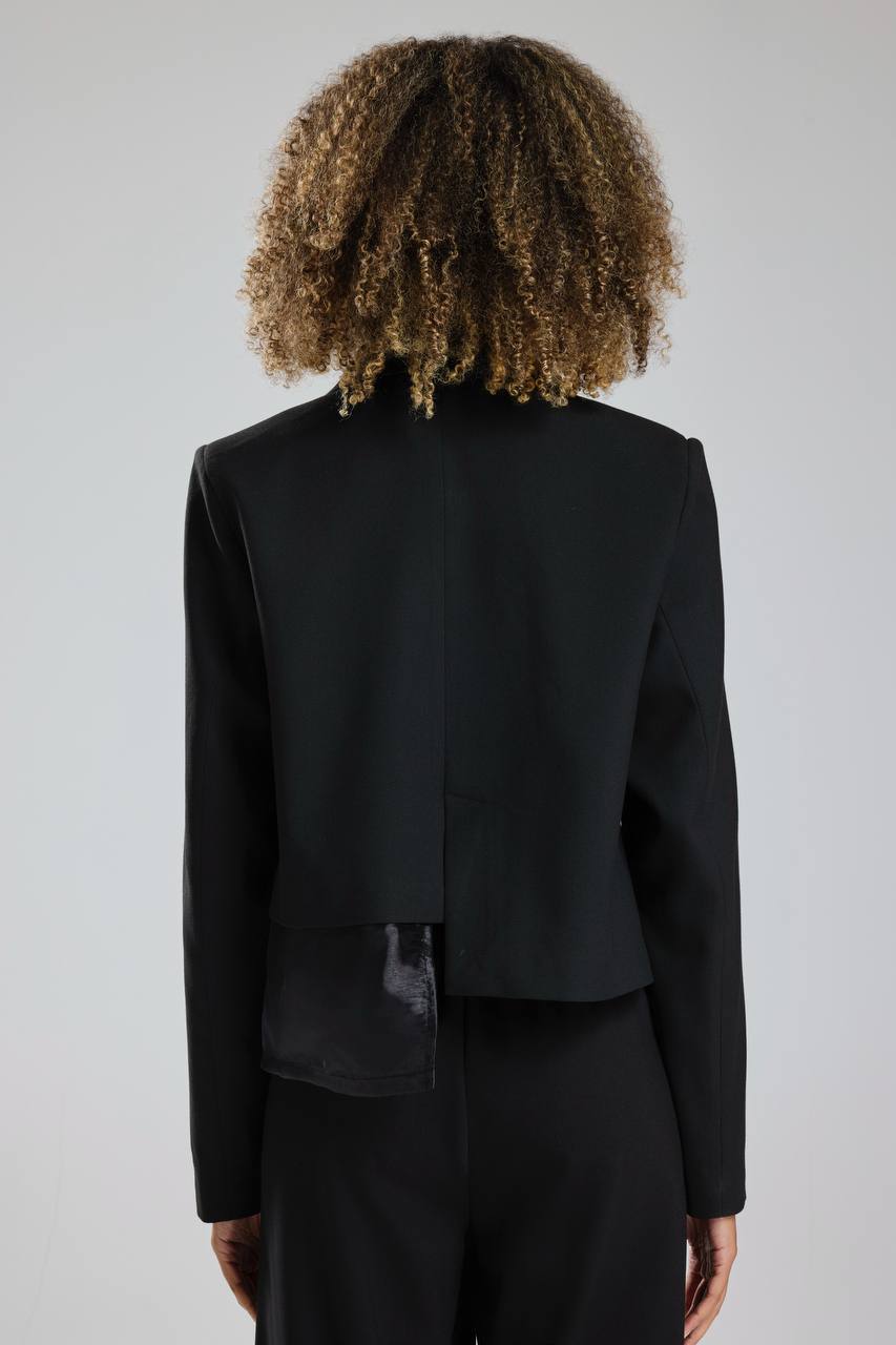 Kadın İki Parça Dokuma Ve Organze Kumaş Detaylı Tasarım Blazer Ceket