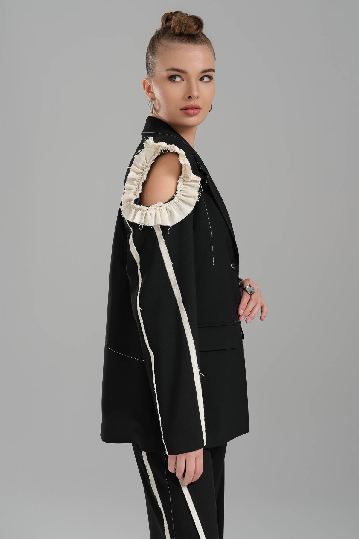 Women's One Shoulder Open Design Blazer Jacket