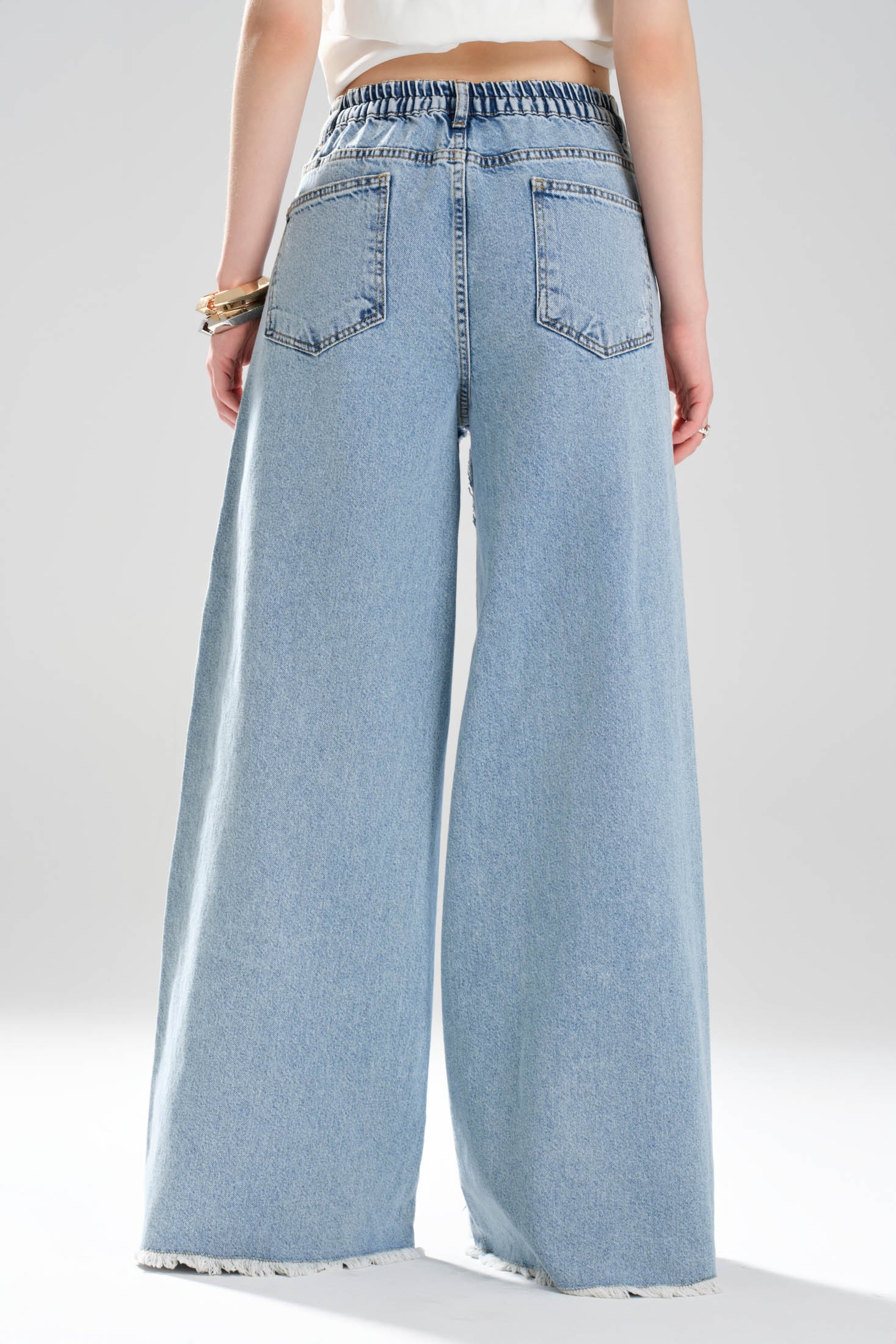 Kadın Denim Aplikeli Tasarım Palazzo Jean
