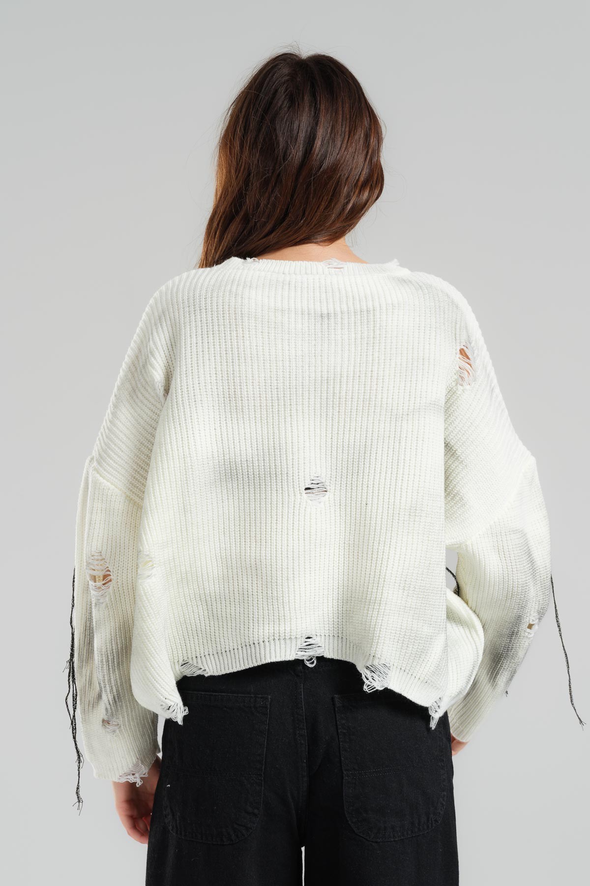 Washable and Stitching Detailed Knitwear Sweater