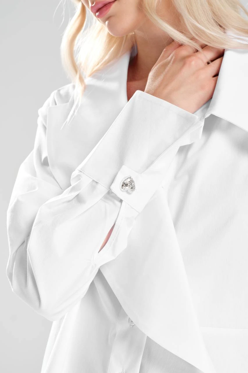 Kadın Önü Volanlı Kol Düğme Detaylı Tasarım Gömlek