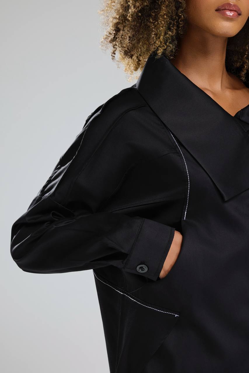 Kadın Yarasa Kollu Nervür Detaylı Tasarım Gömlek