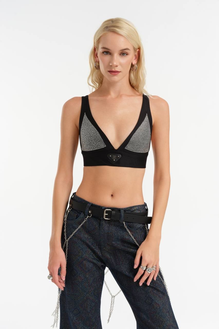 Taşlı Tasarım Kadın Tasarım Bralet Crop