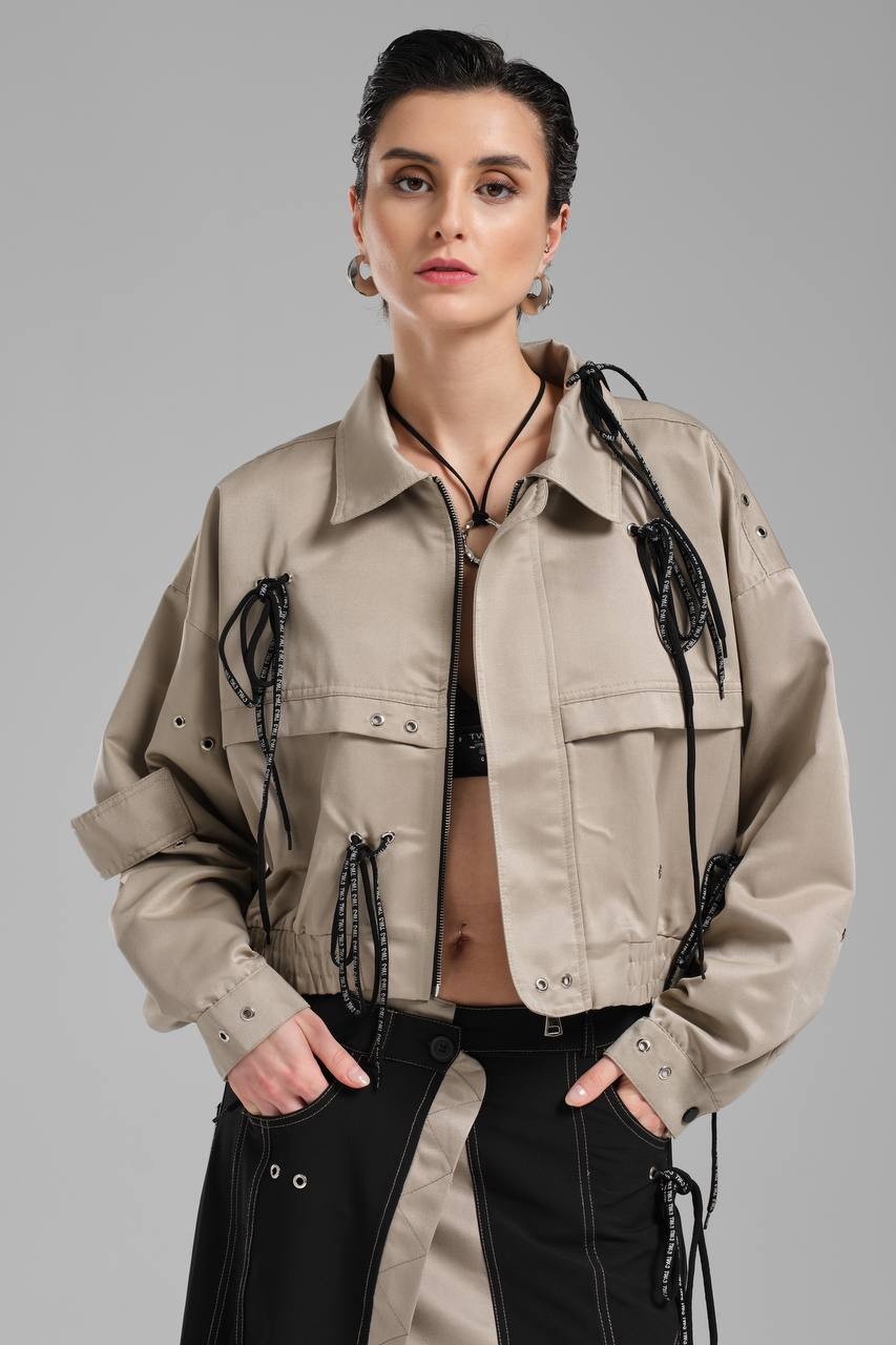 Kadın Oversize Bağcık Detaylı Tasarım Ceket